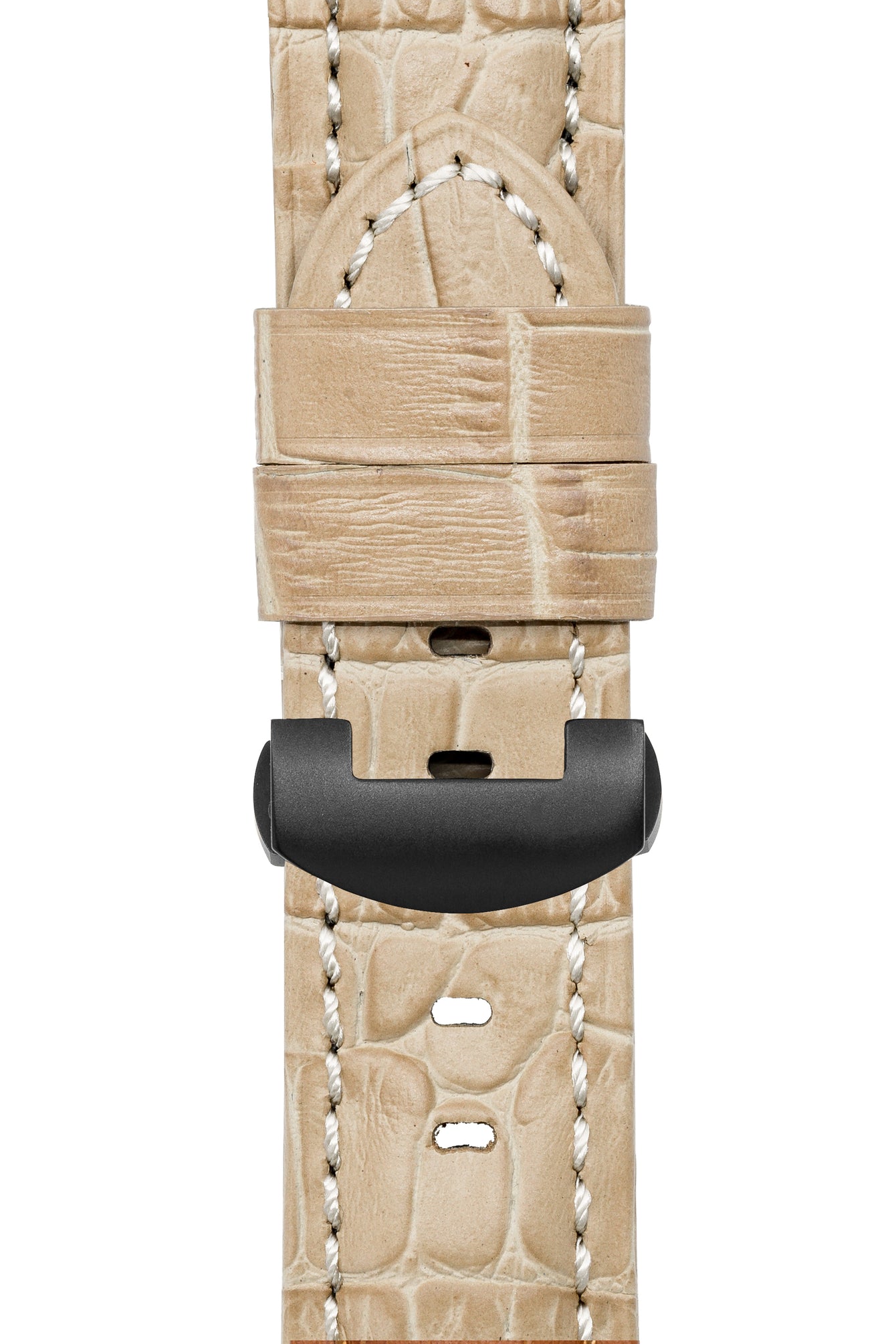 Panerai-Style Alligator-Embossed Deployment Watch Strap in BEIGE