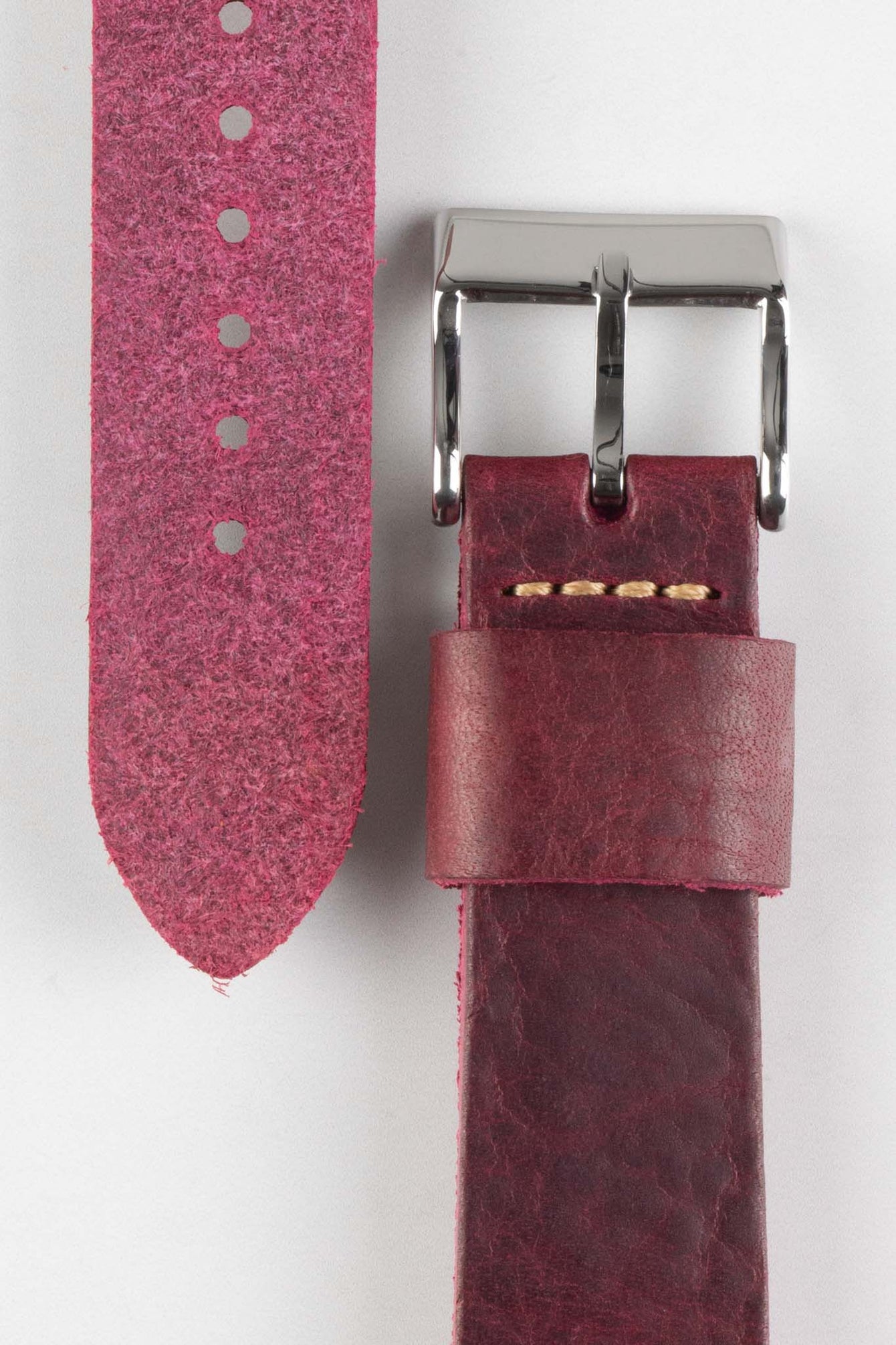 Pebro ARTISAN Leather Watch Strap in BURGUNDY