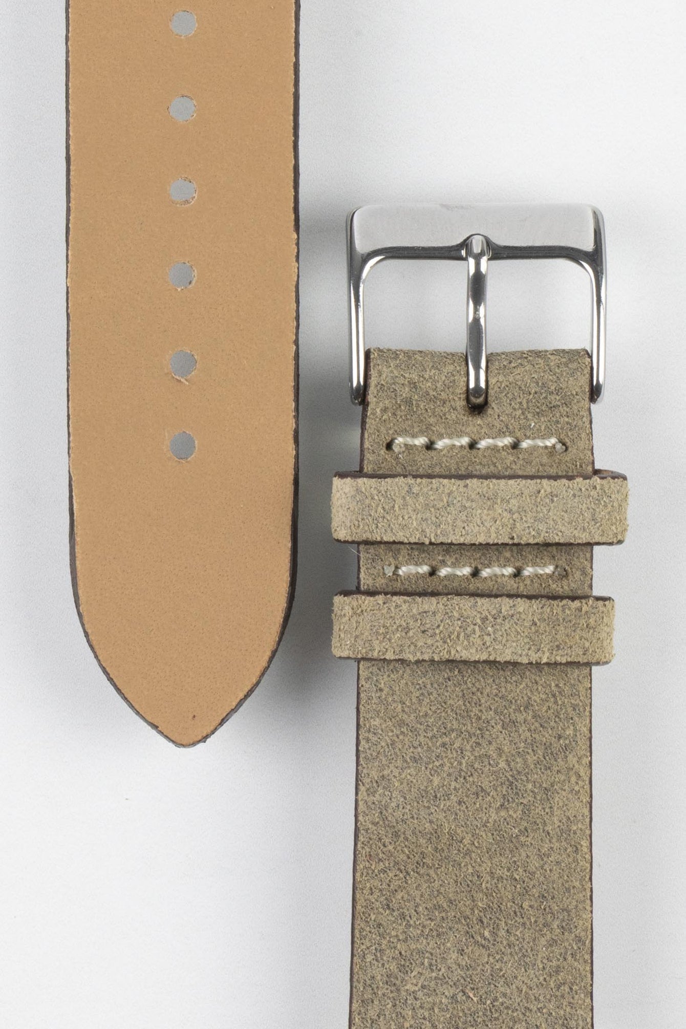 Pebro BARBOUR Waxed Calfskin Leather Watch Strap in STONE GREY