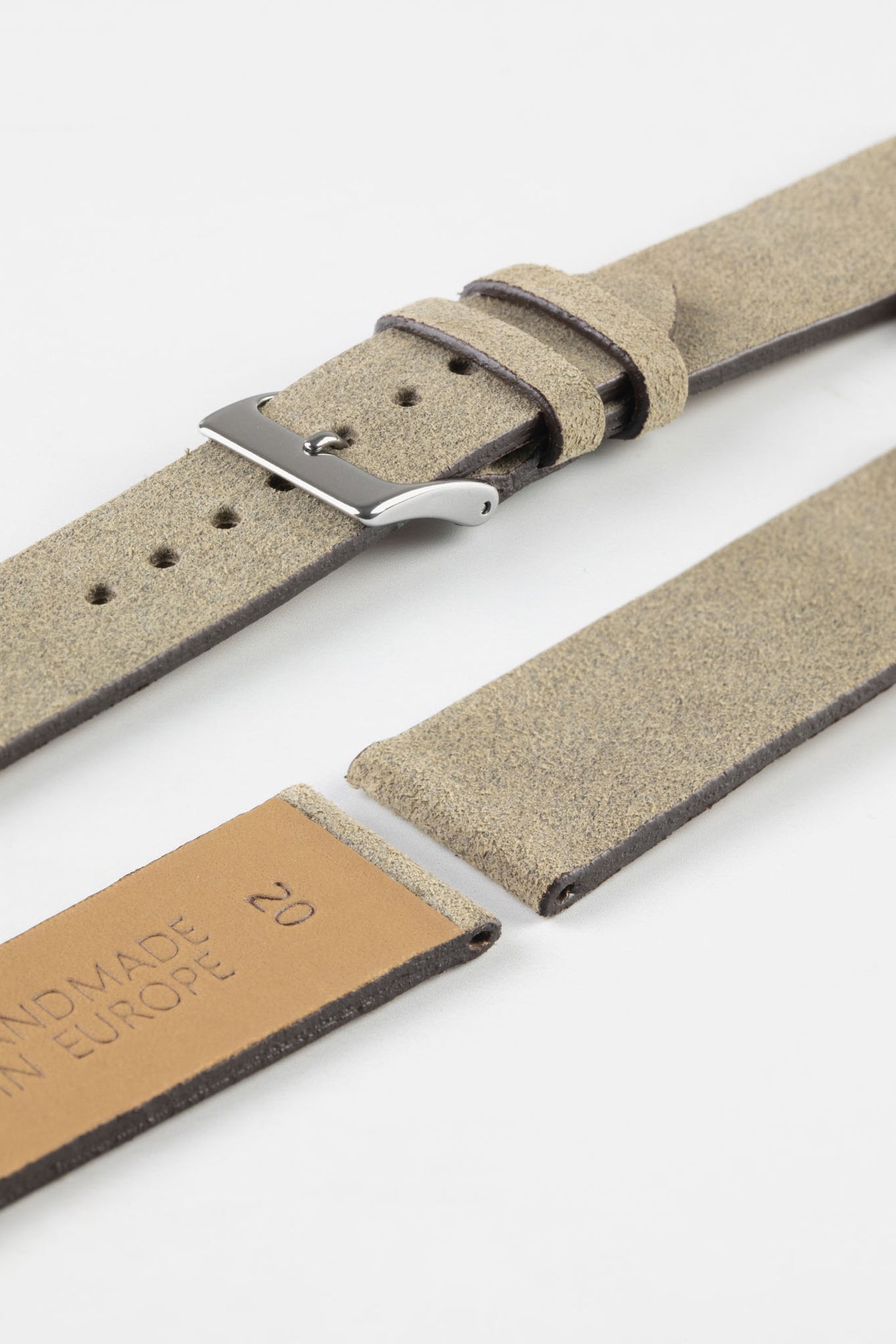 Pebro BARBOUR Waxed Calfskin Leather Watch Strap in STONE GREY