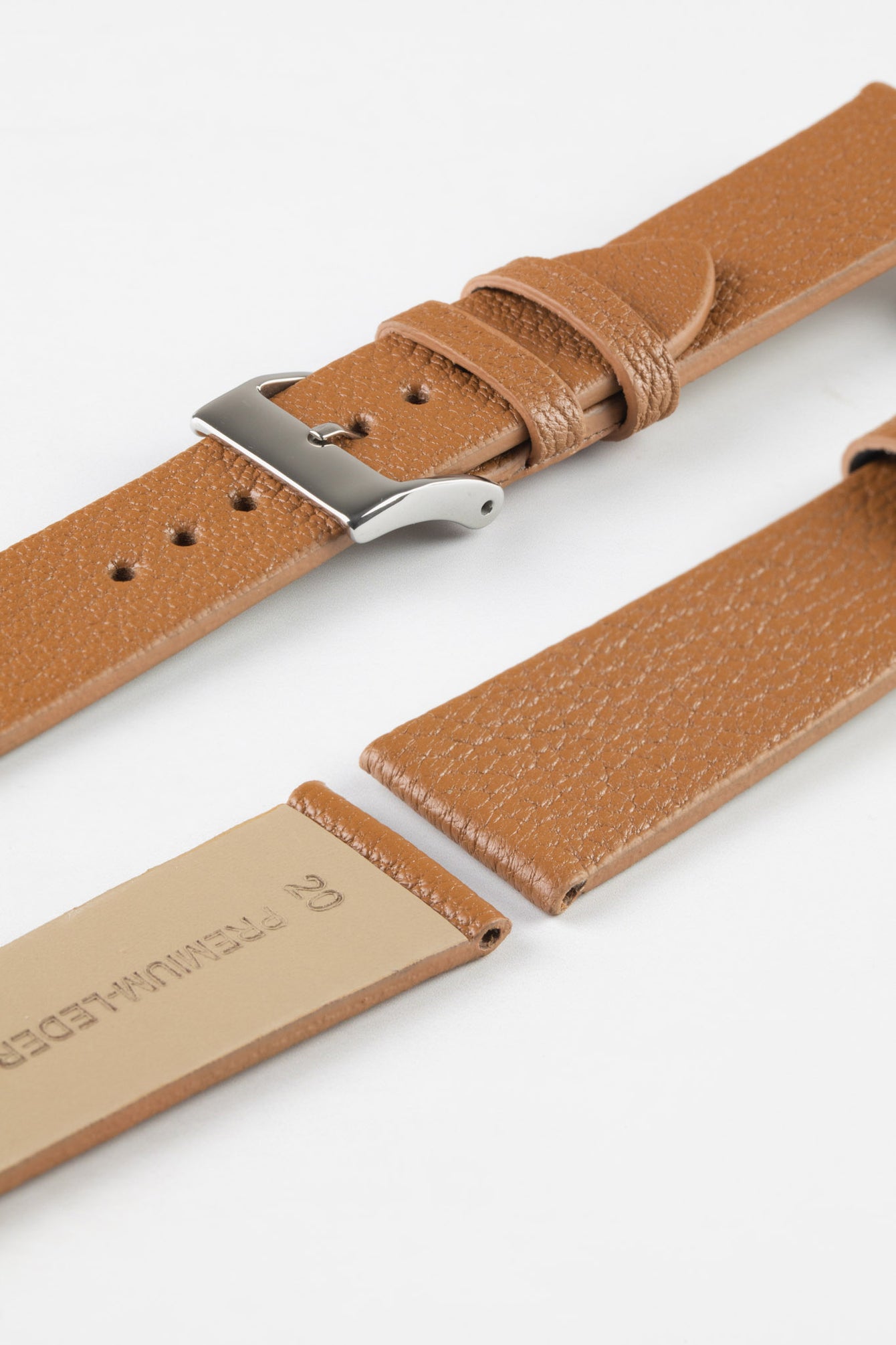 Pebro BILLY Genuine Goatskin Leather Watch Strap in MID BROWN