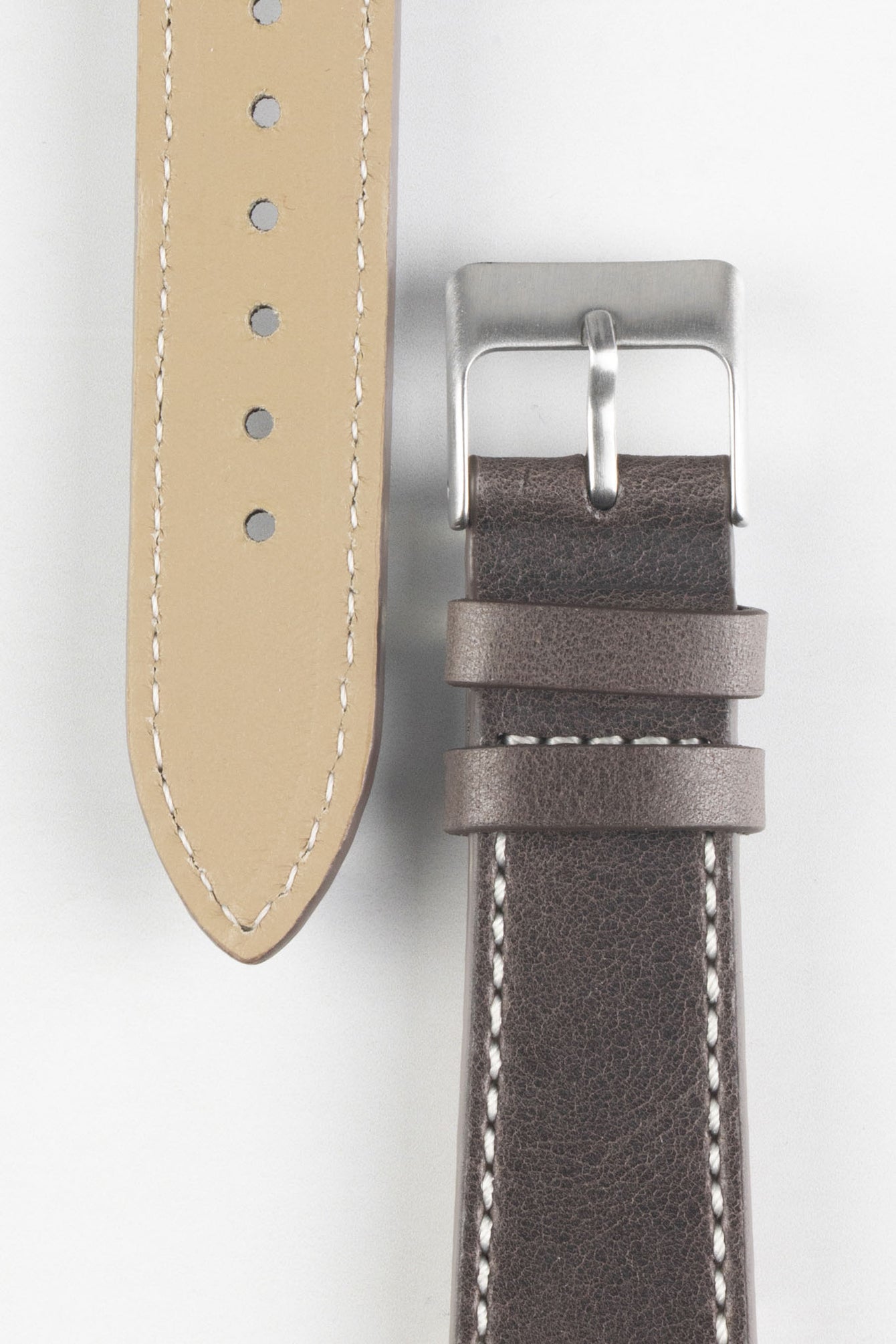 Pebro Vintage Leather BUND Watch Strap in DARK BROWN