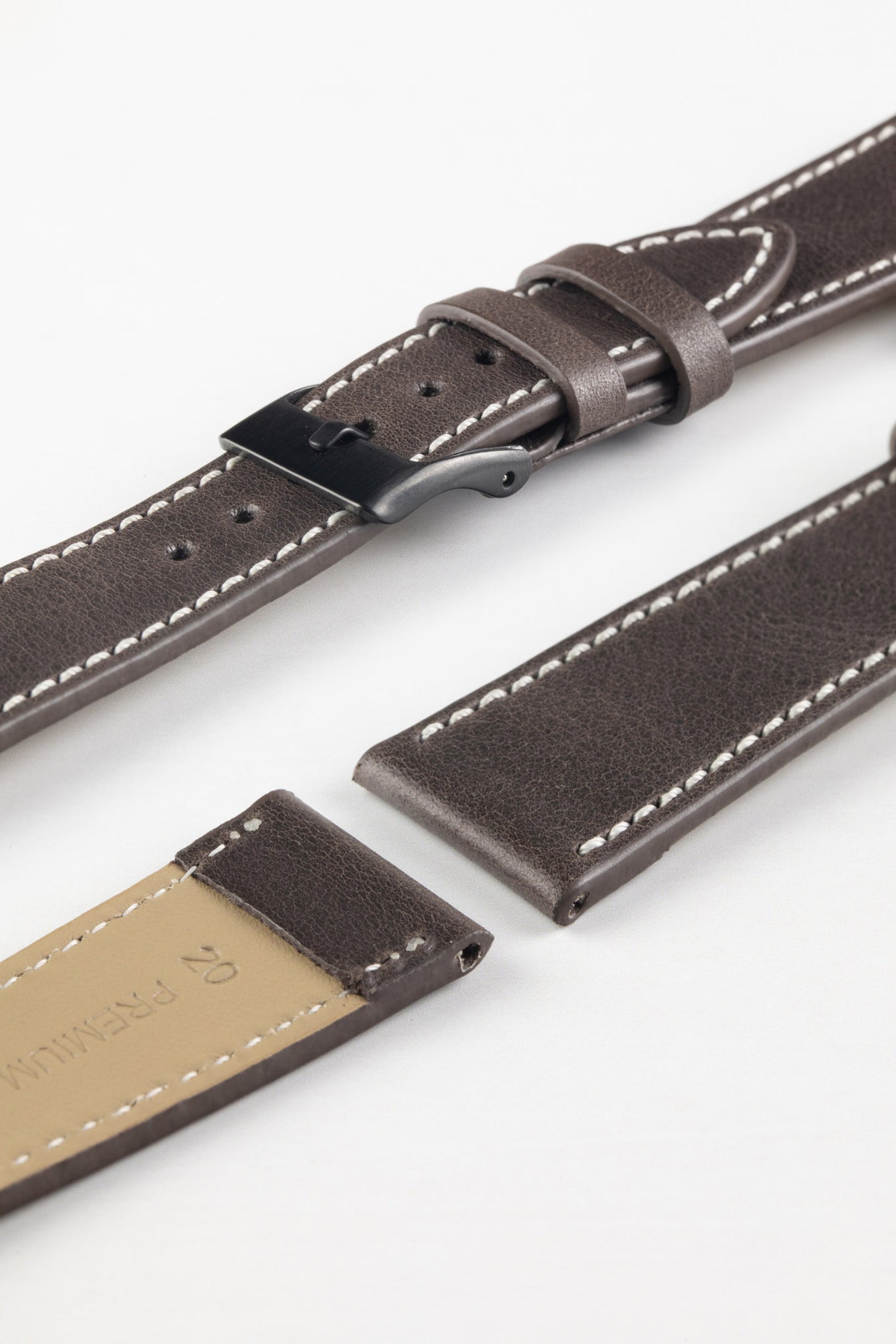 Pebro Vintage Leather BUND Watch Strap in DARK BROWN