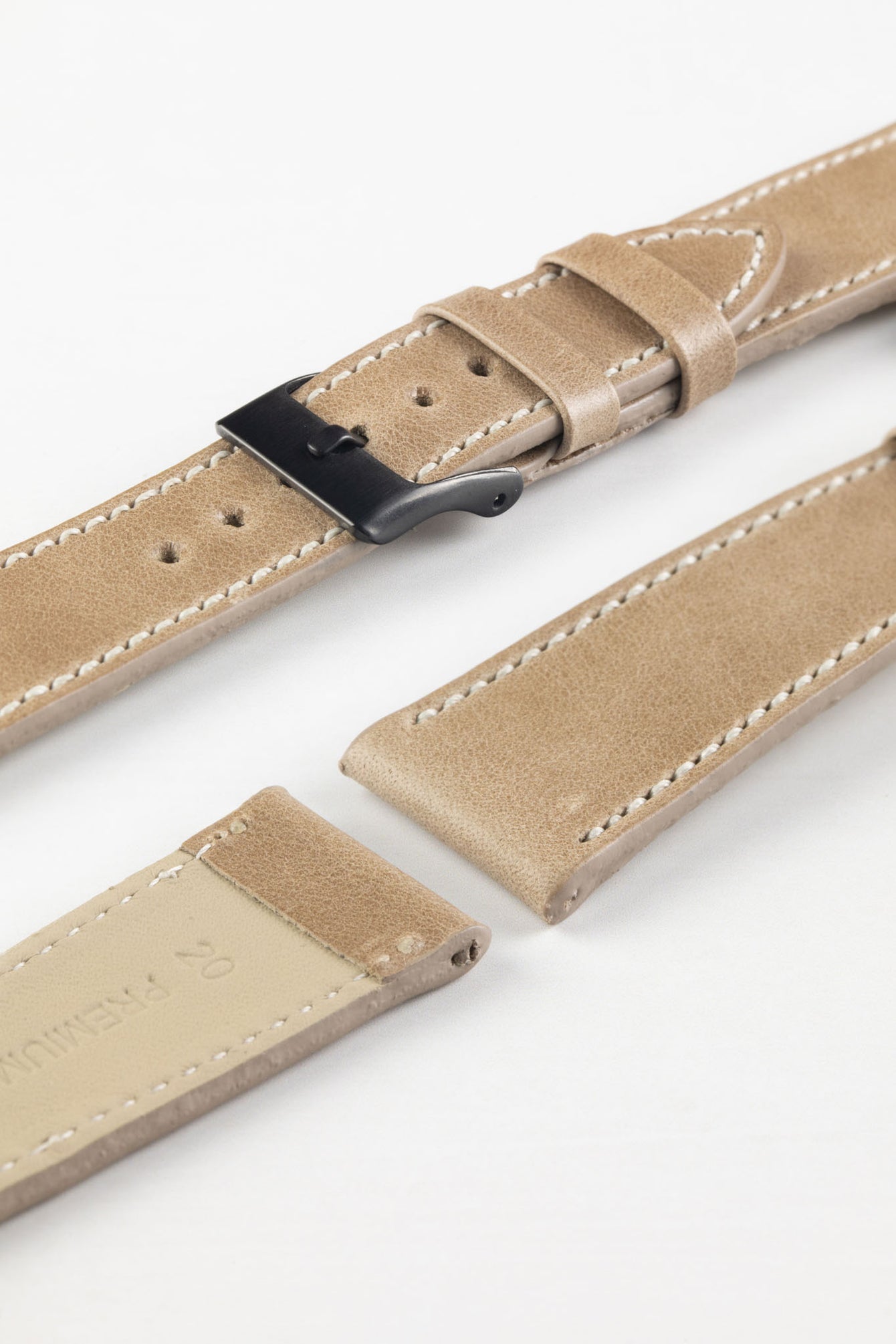 Pebro Vintage Leather BUND Watch Strap in SAND