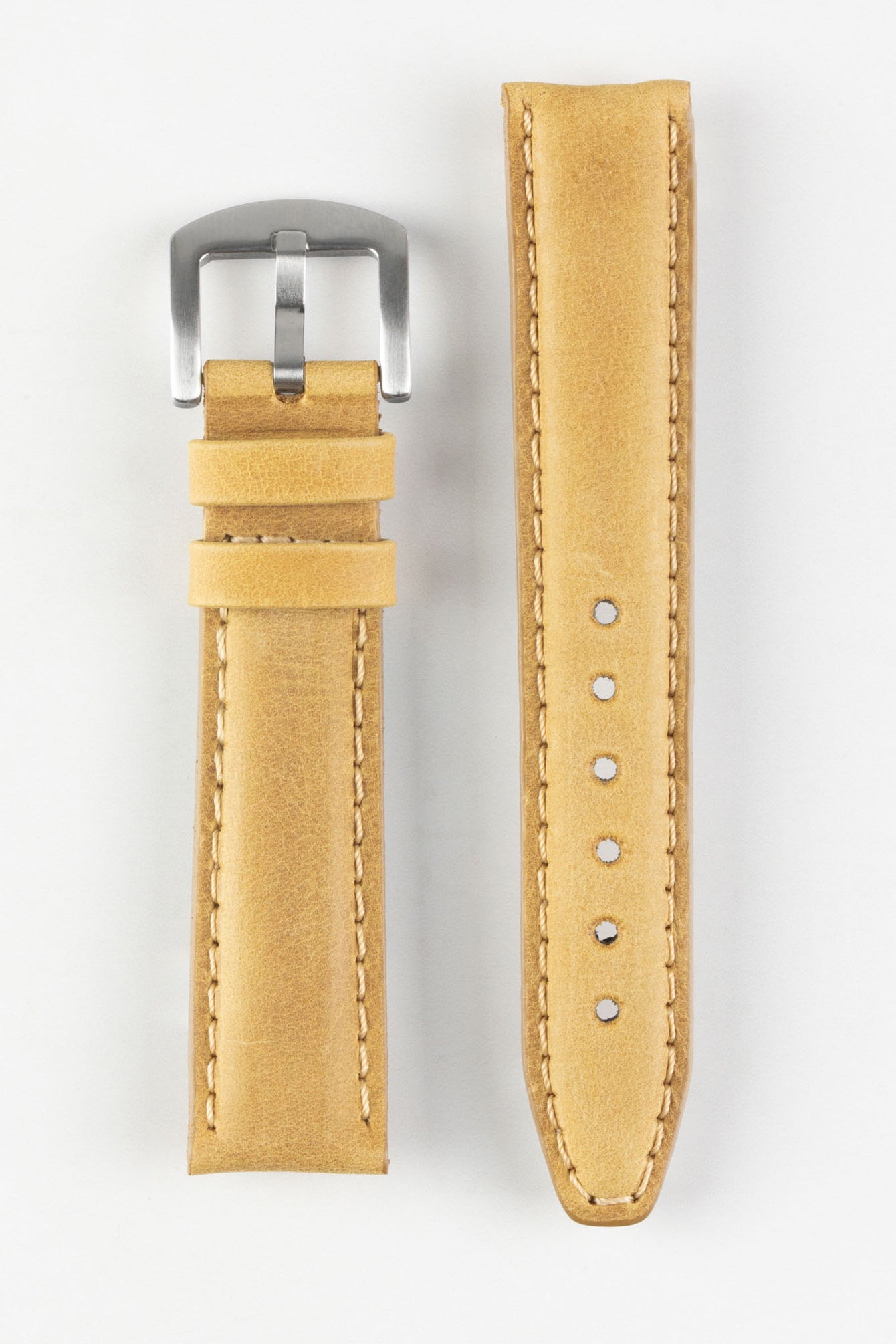 Pebro CADW Padded Vintage Leather Watch Strap in MUSTARD