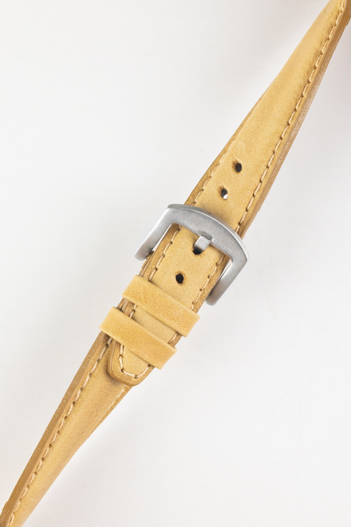 Pebro CADW Padded Vintage Leather Watch Strap in MUSTARD