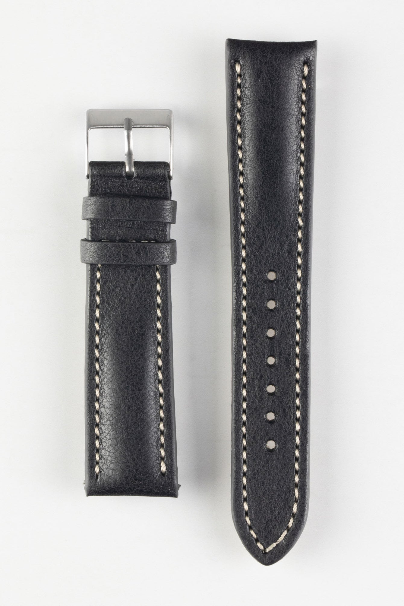 Pebro CADW DISTRESSED Padded Vintage Leather Watch Strap in BLACK