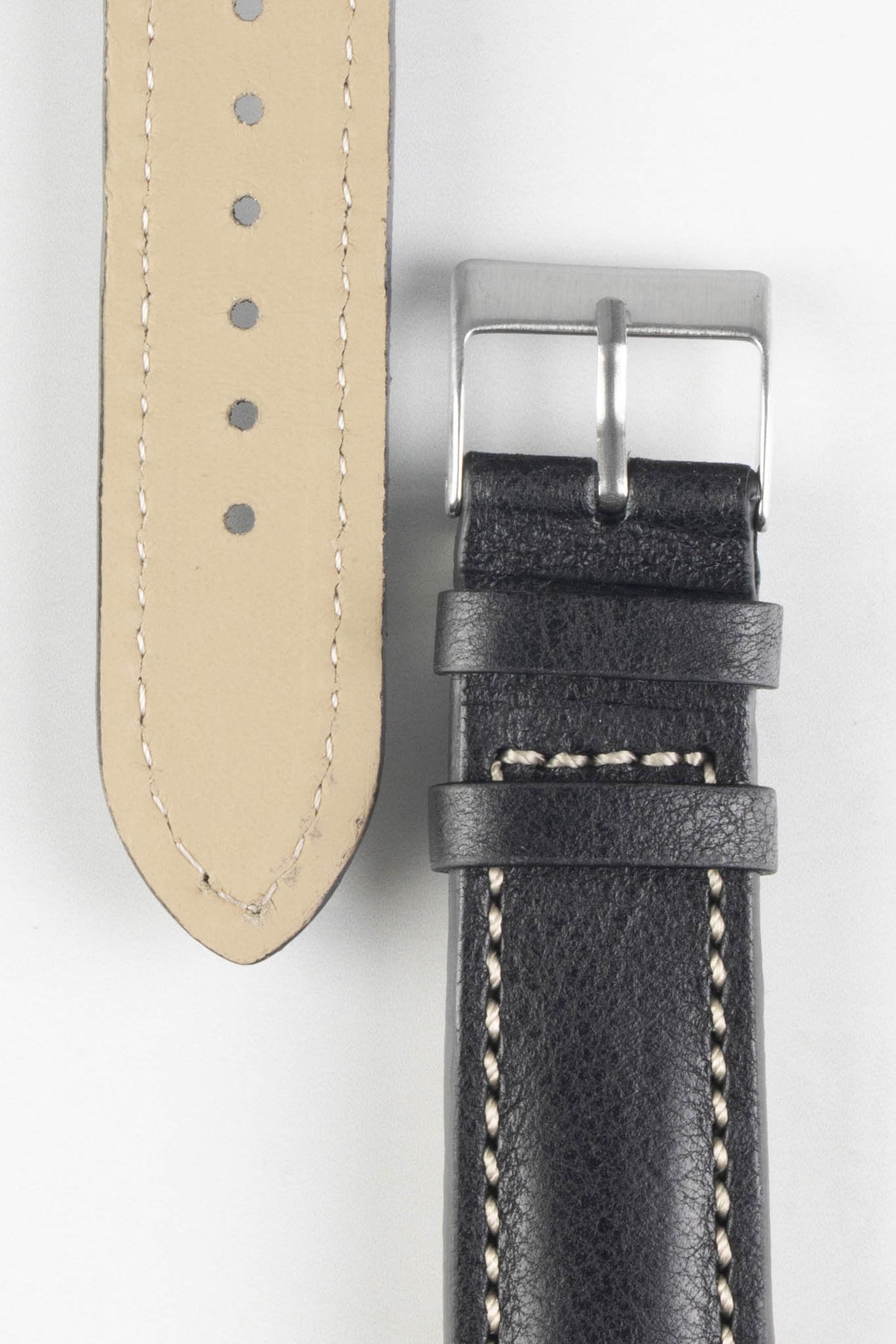 Pebro CADW DISTRESSED Padded Vintage Leather Watch Strap in BLACK