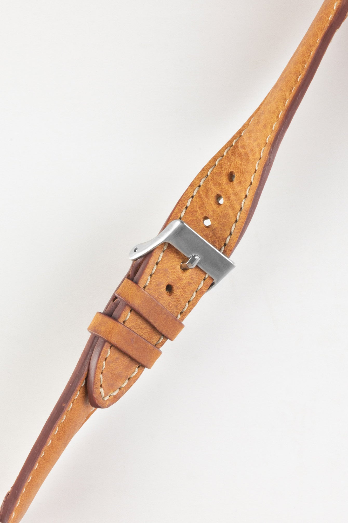 Pebro CADW DISTRESSED Padded Vintage Leather Watch Strap in COGNAC