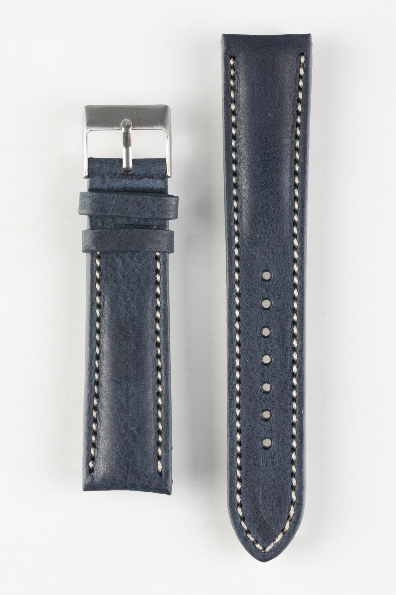 Pebro CADW DISTRESSED Padded Vintage Leather Watch Strap in DARK BLUE