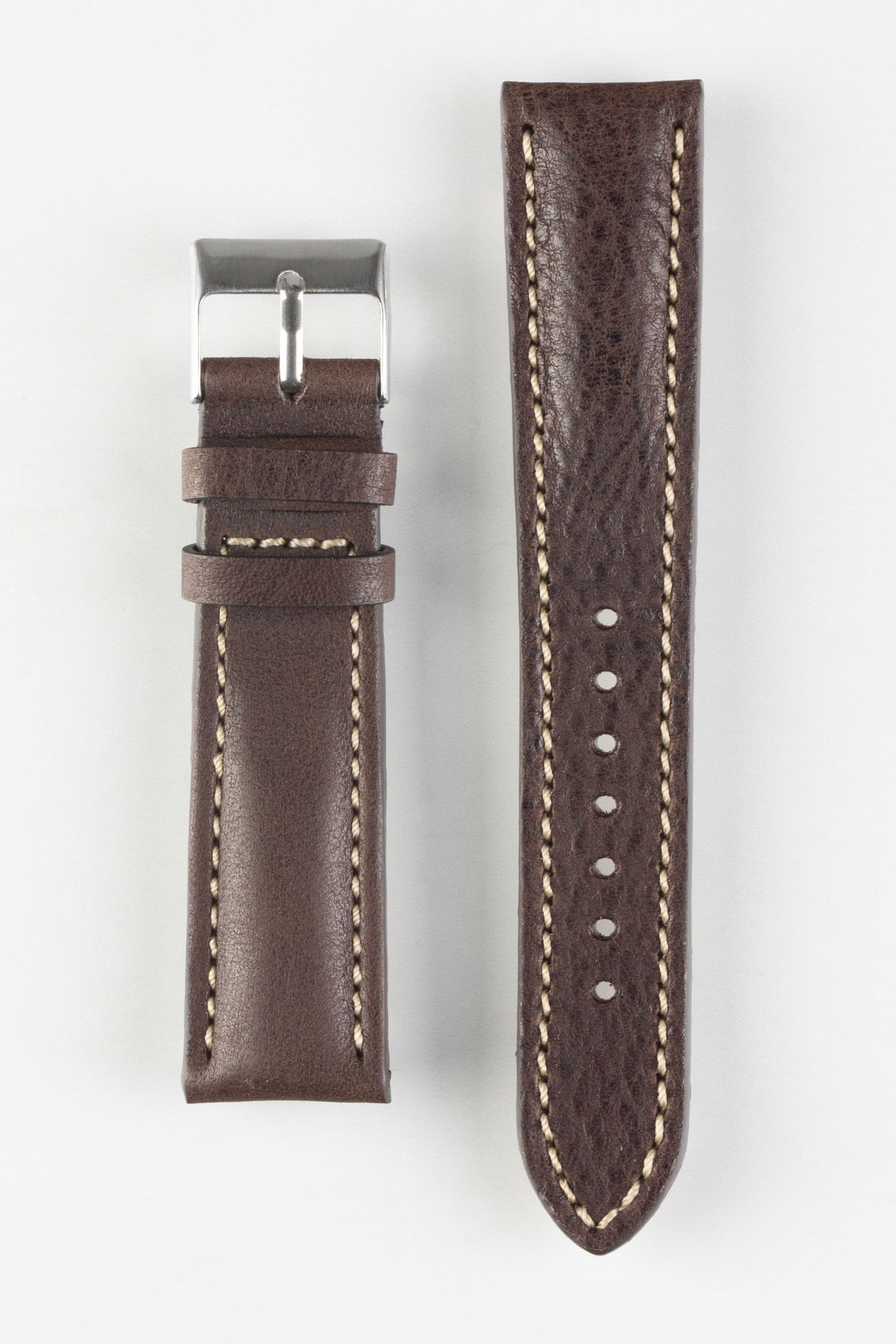 Pebro CADW DISTRESSED Padded Vintage Leather Watch Strap in DARK BROWN