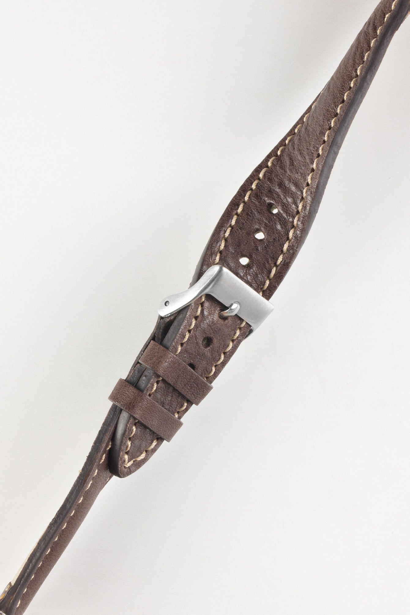 Pebro CADW DISTRESSED Padded Vintage Leather Watch Strap in DARK BROWN