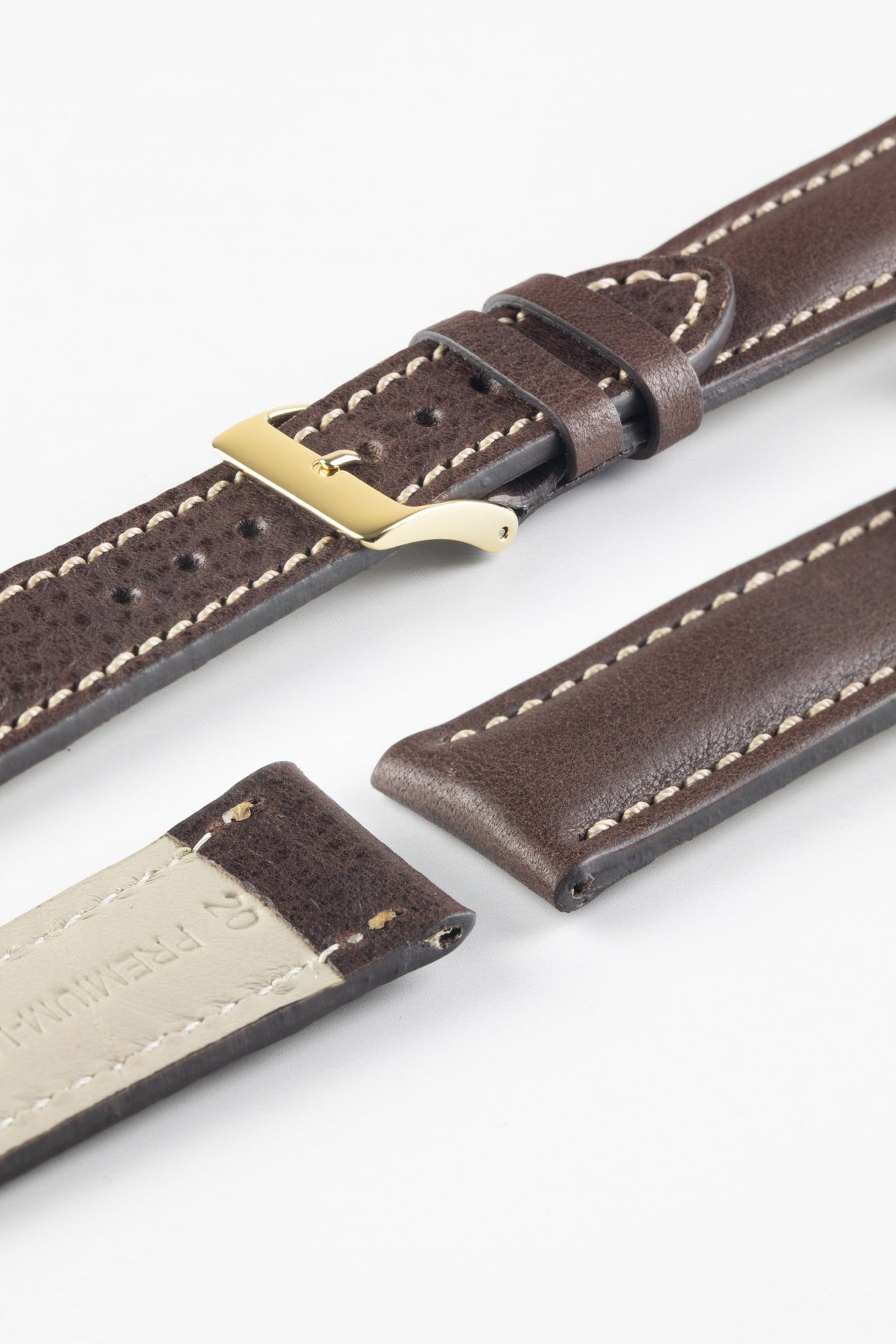 Pebro CADW DISTRESSED Padded Vintage Leather Watch Strap in DARK BROWN