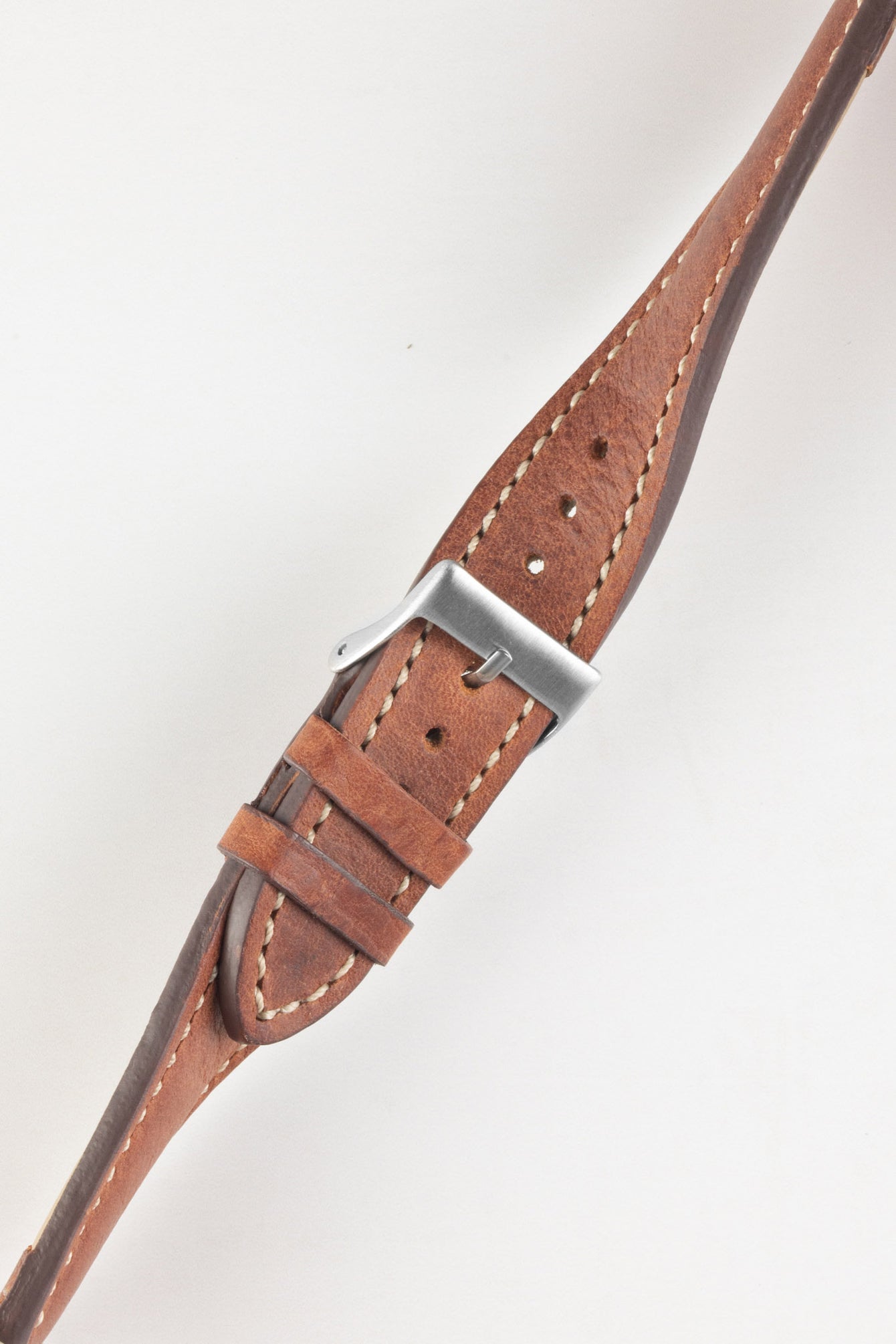 Pebro CADW DISTRESSED Padded Vintage Leather Watch Strap in GOLD BROWN