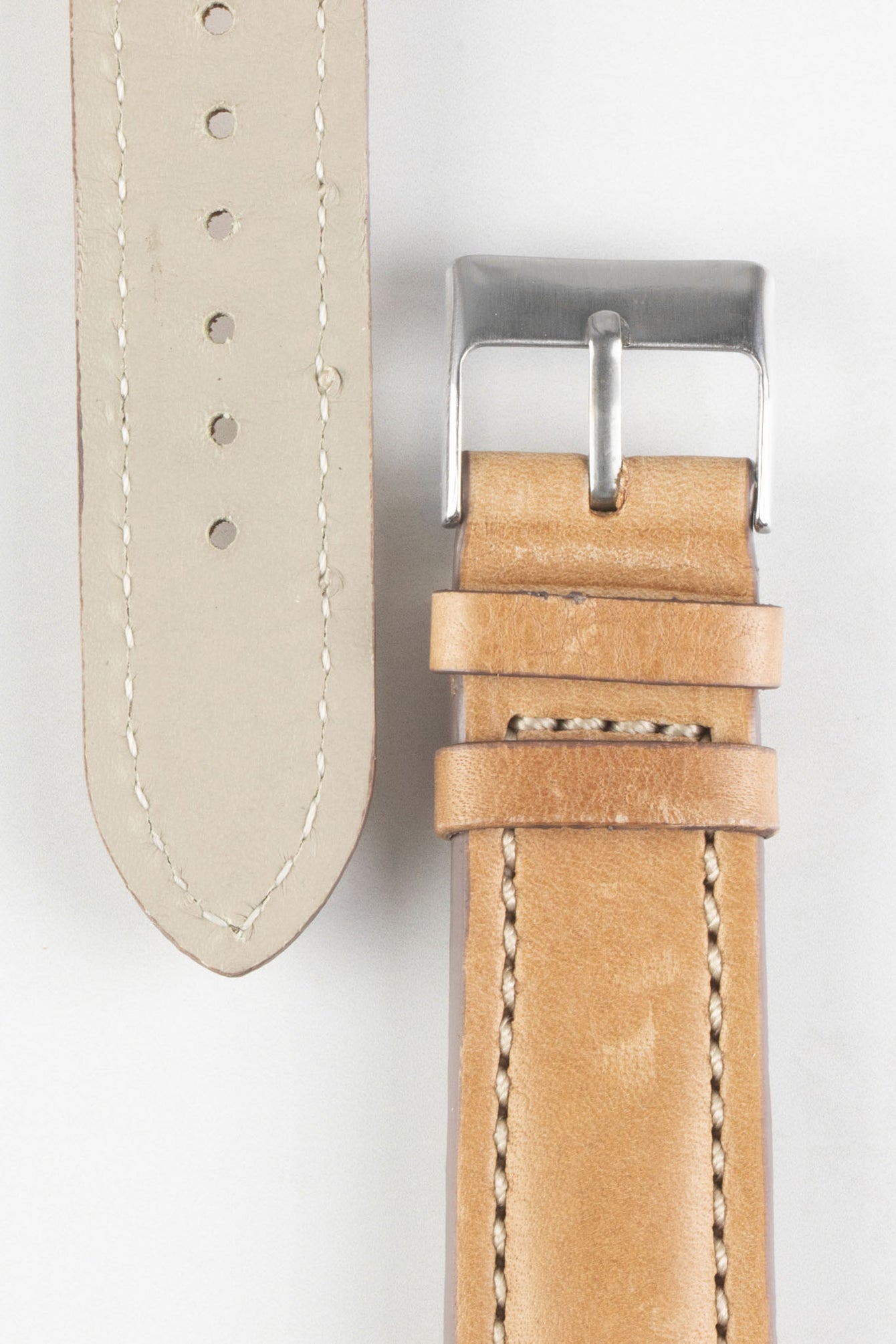 Pebro CADW DISTRESSED Padded Vintage Leather Watch Strap in SAND