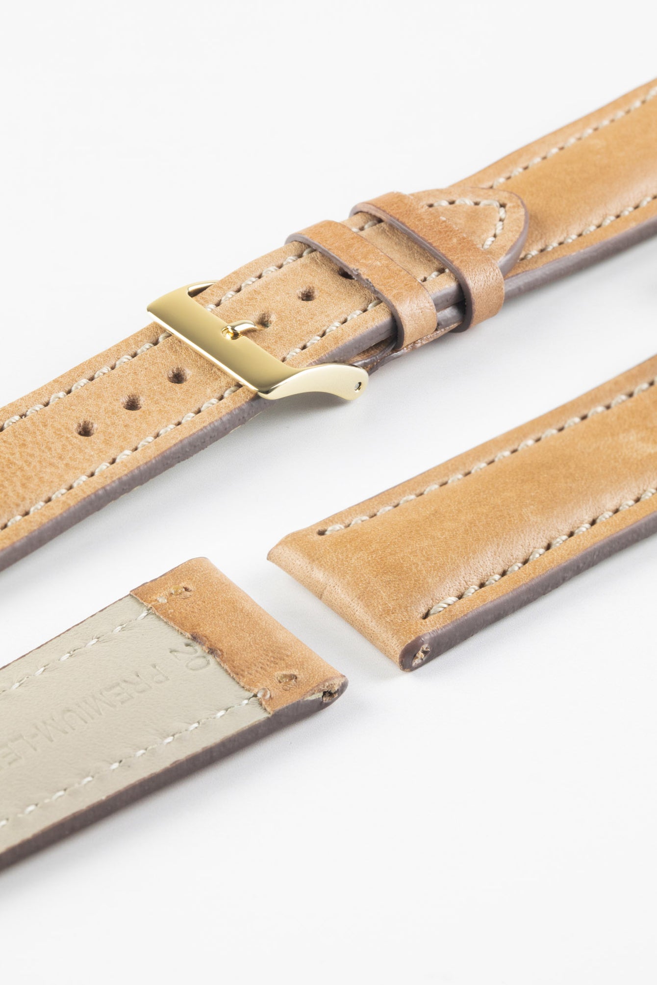 Pebro CADW DISTRESSED Padded Vintage Leather Watch Strap in SAND