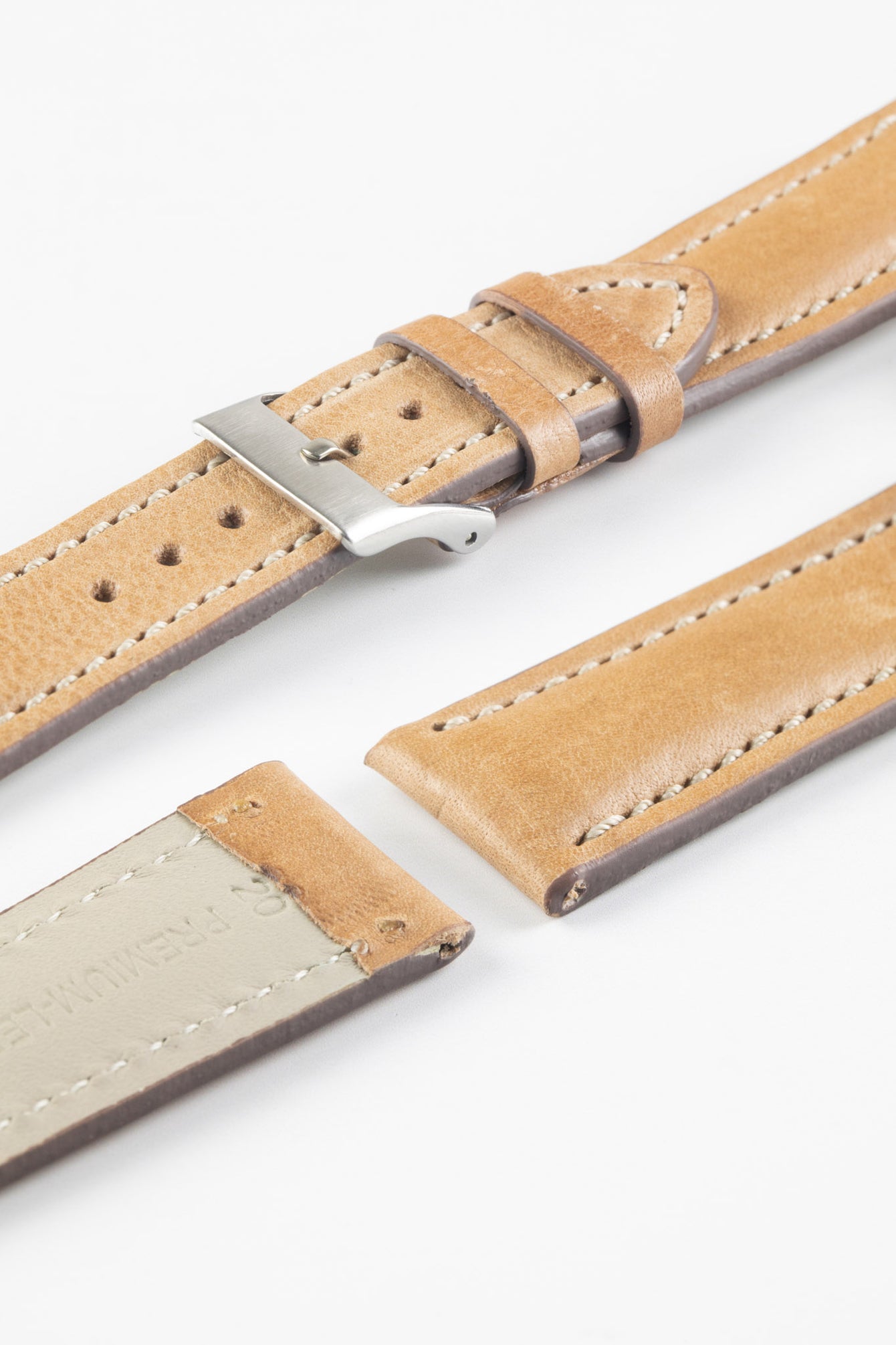 Pebro CADW DISTRESSED Padded Vintage Leather Watch Strap in SAND