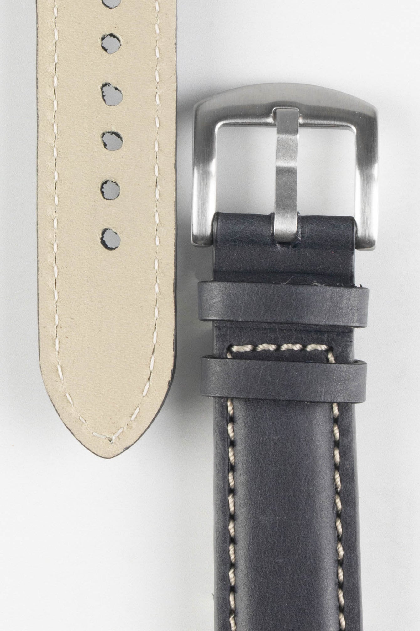 Pebro CADW XL Padded Vintage Leather Watch Strap in BLACK