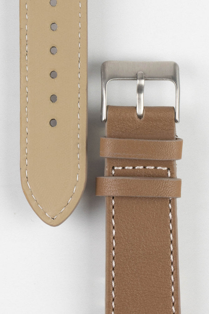 Pebro CLASSIC Unpadded Calfskin Leather Watch Strap in BEIGE