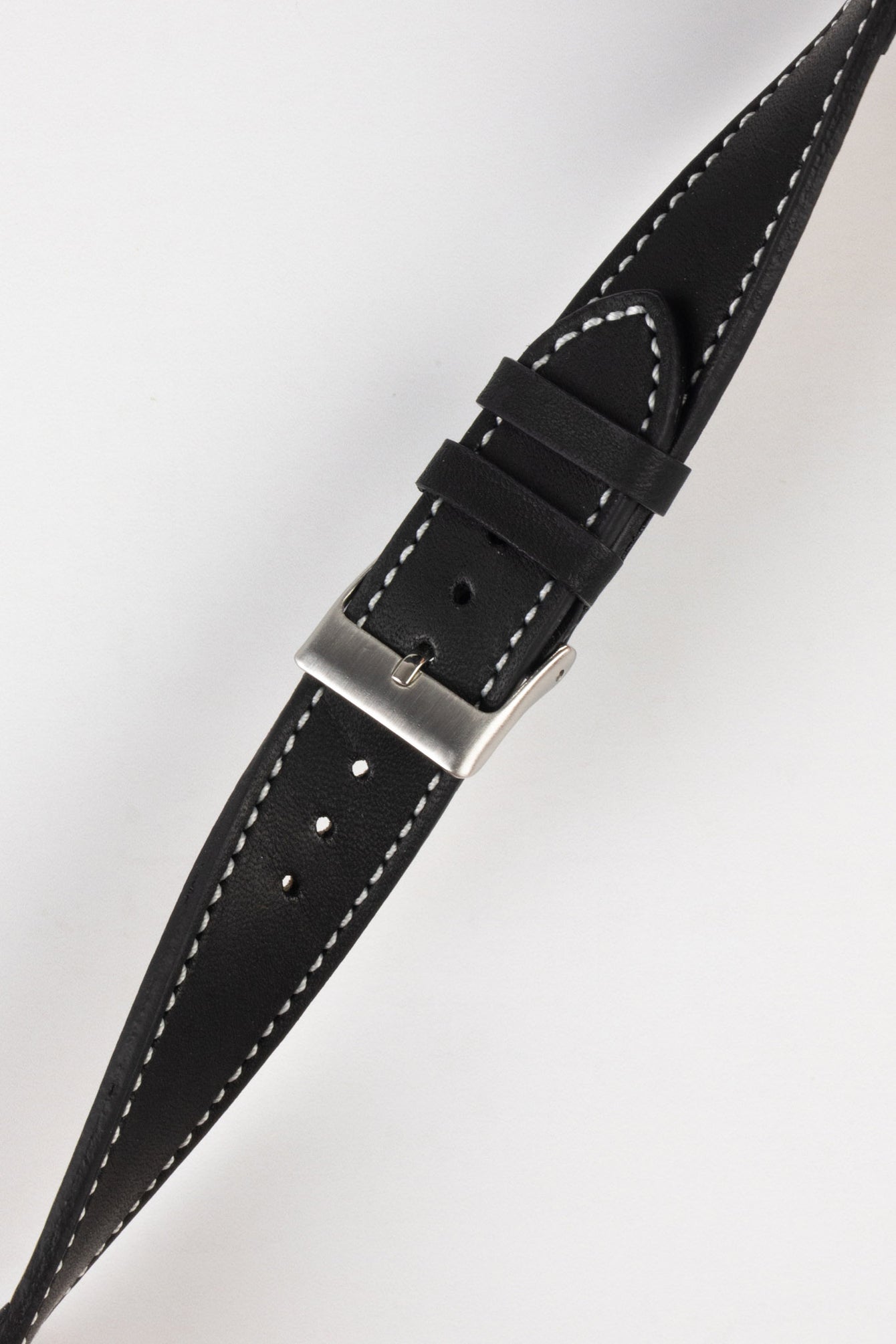 Pebro CLASSIC Unpadded Calfskin Leather Watch Strap in BLACK