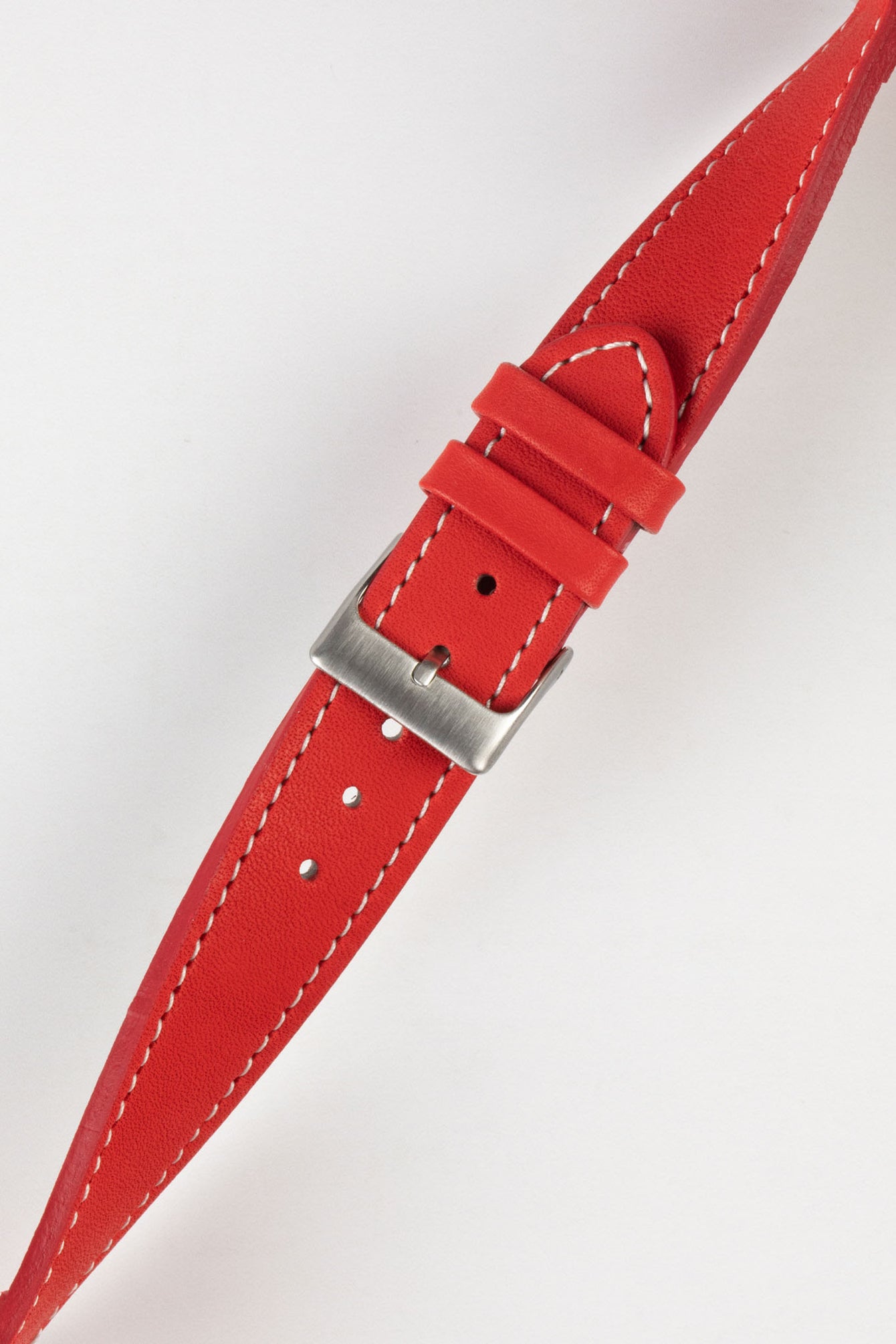 Pebro CLASSIC Unpadded Calfskin Leather Watch Strap in RED