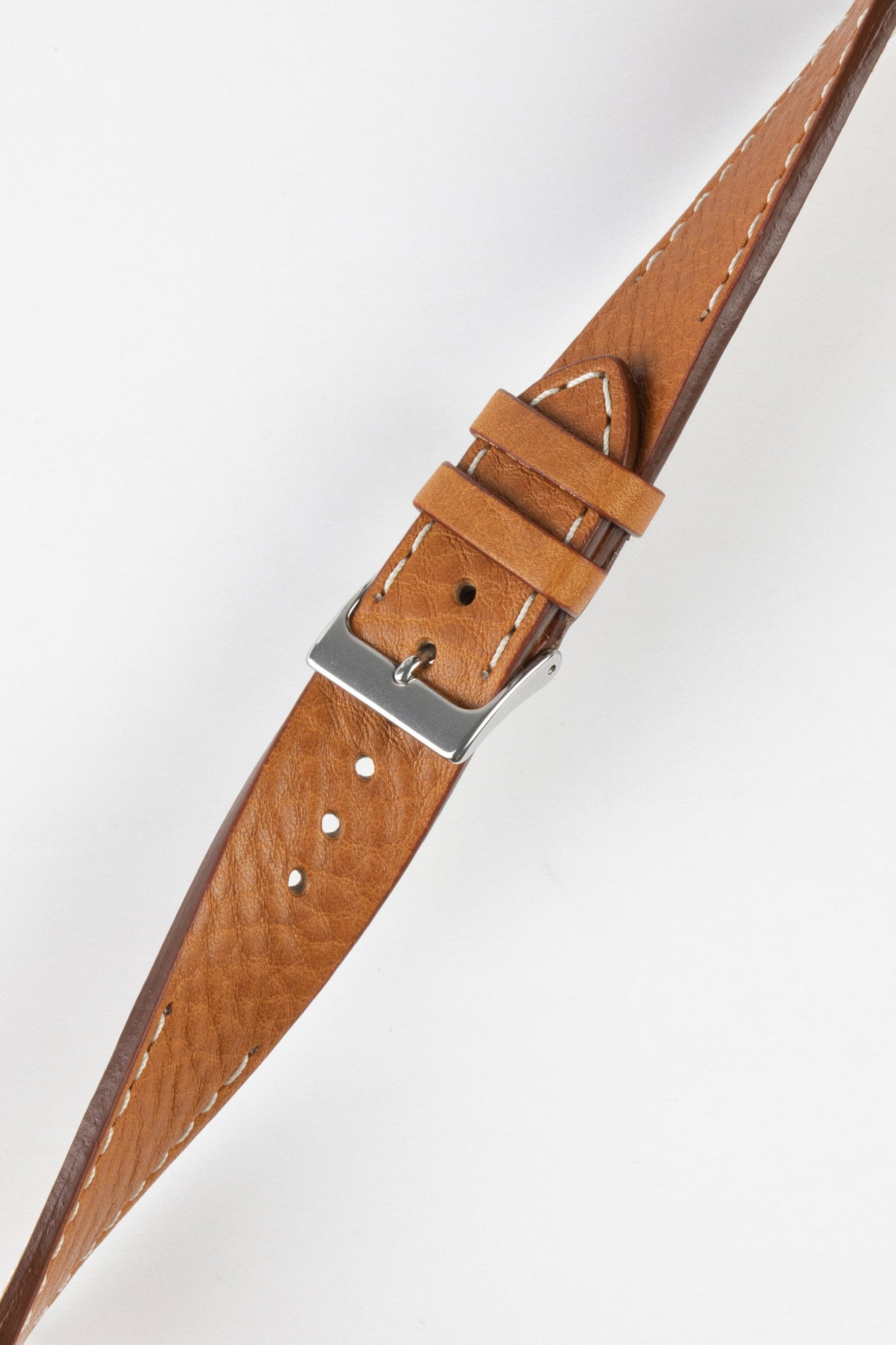 Pebro HALF-STITCH Calfskin Leather Watch Strap in GOLD BROWN