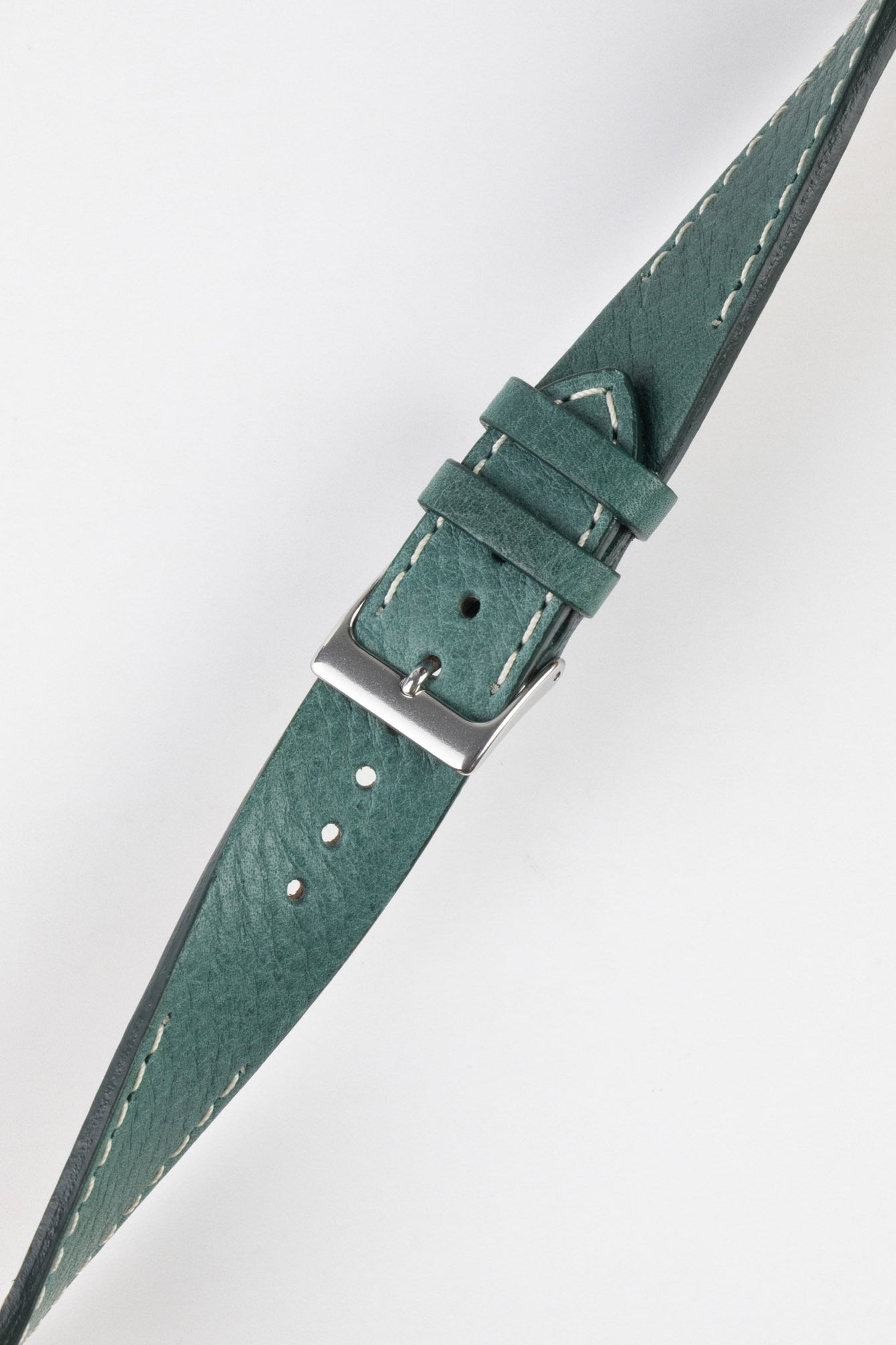 Pebro HALF-STITCH Calfskin Leather Watch Strap in SEA GREEN