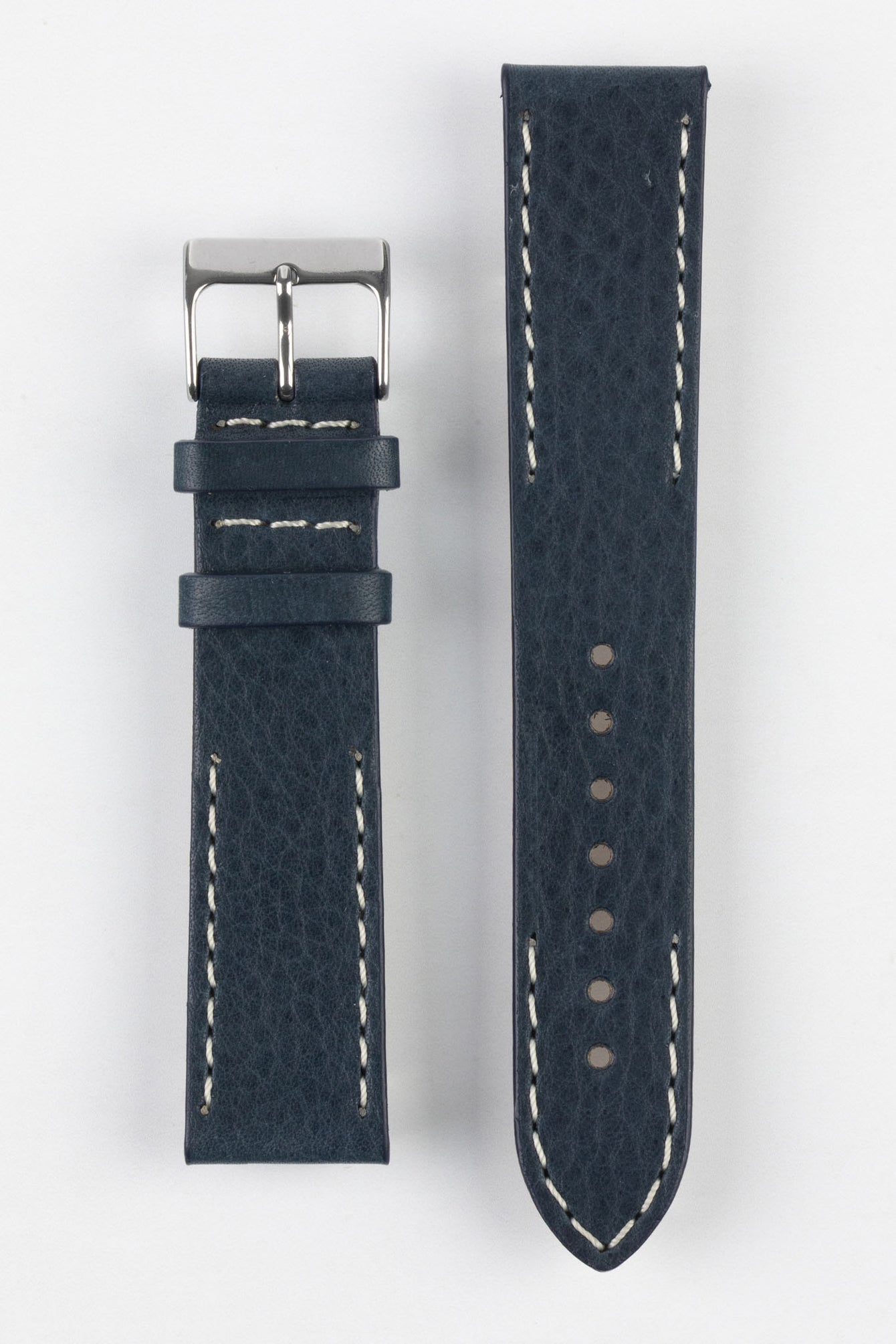 Pebro HALF-STITCH Calfskin Leather Watch Strap in NAVY BLUE