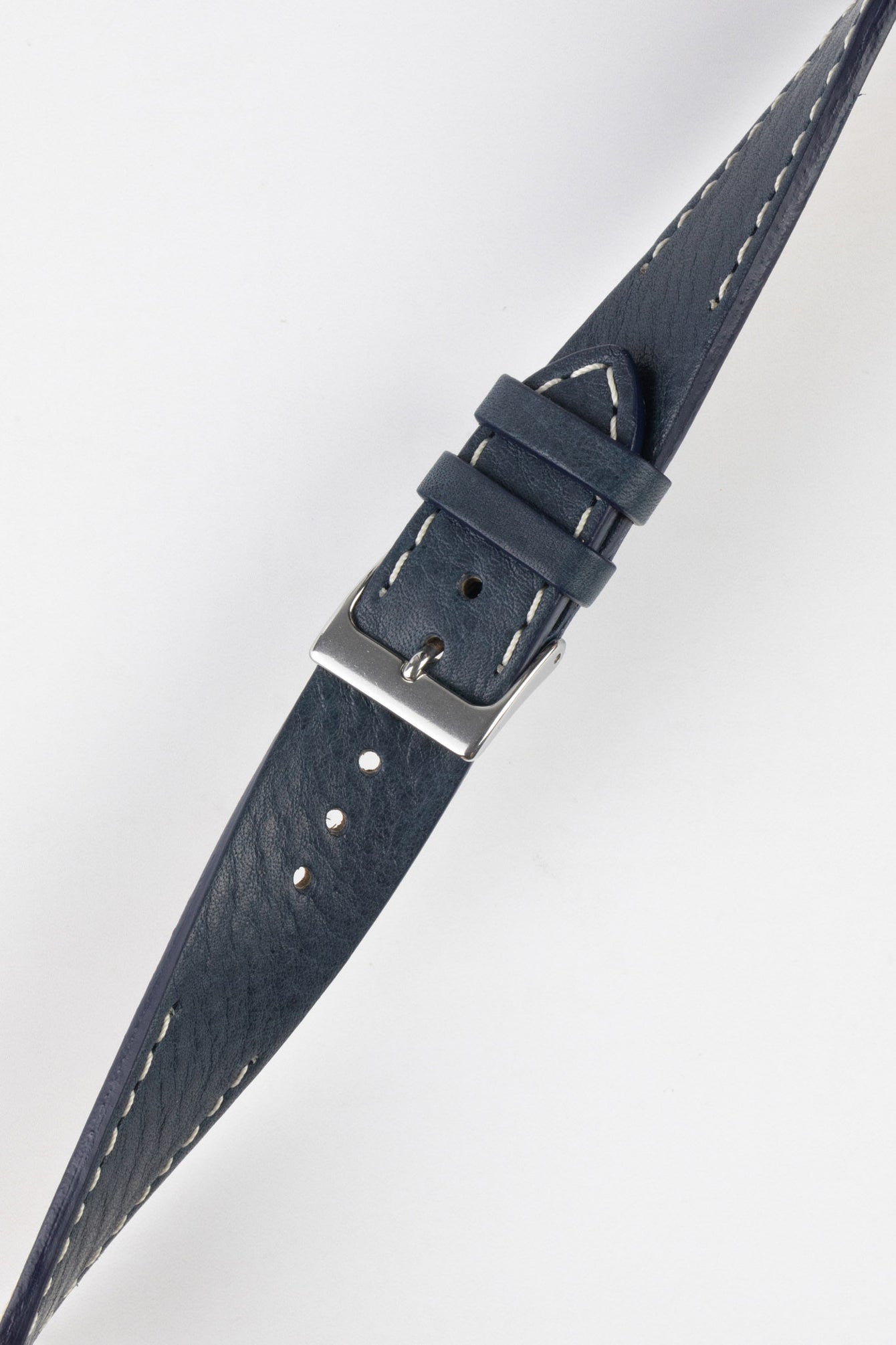 Pebro HALF-STITCH Calfskin Leather Watch Strap in NAVY BLUE