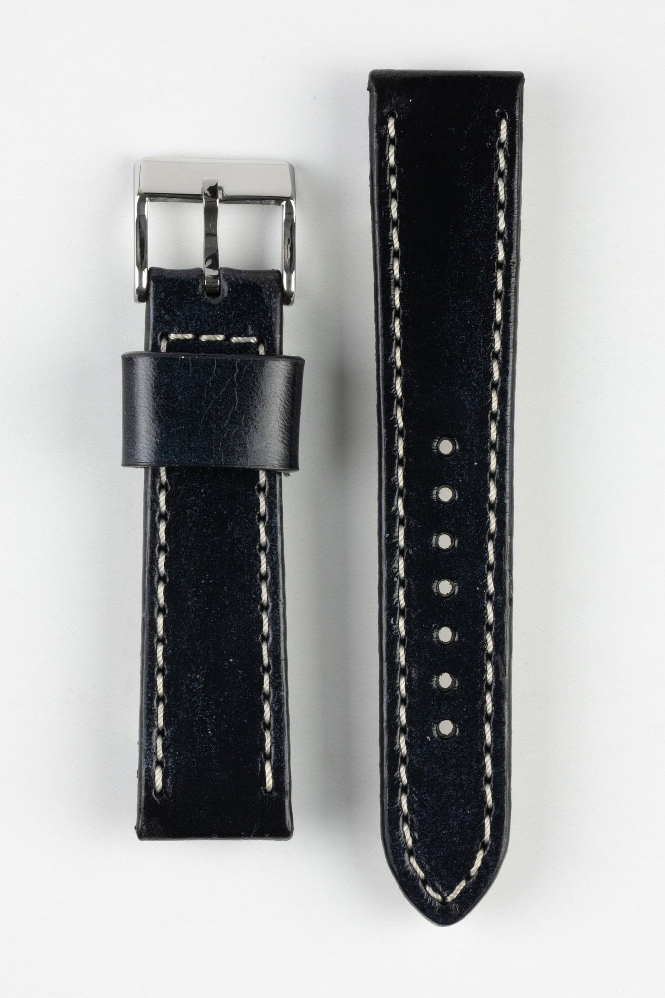 Pebro HISTORIC Hand-Finished Leather Watch Strap in BLACK