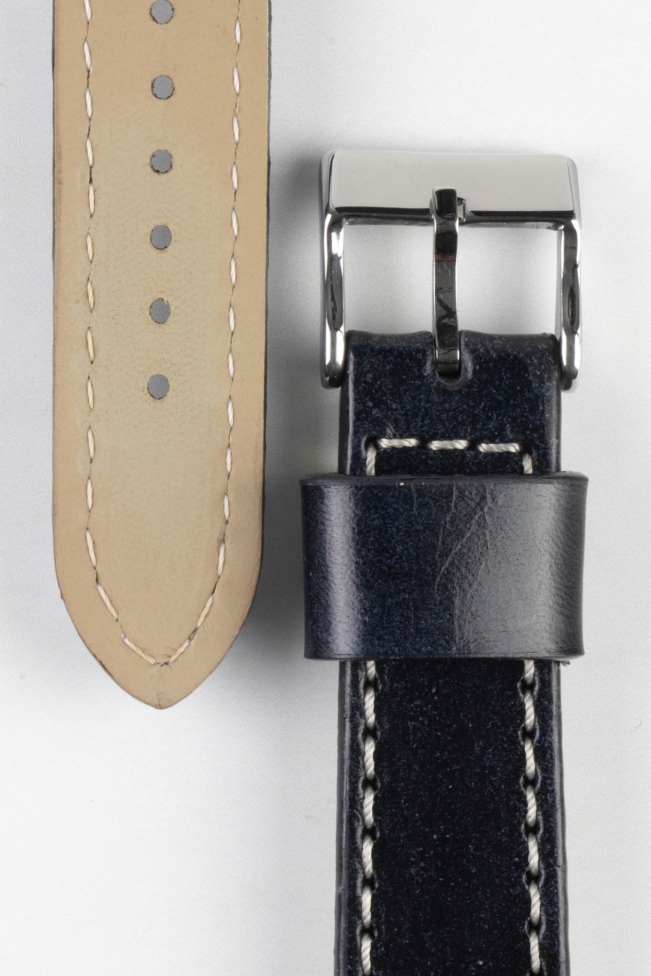 Pebro HISTORIC Hand-Finished Leather Watch Strap in BLACK