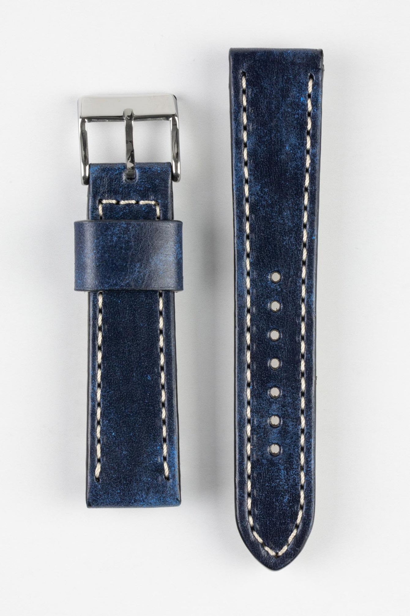 Pebro HISTORIC Hand-Finished Leather Watch Strap in BLUE