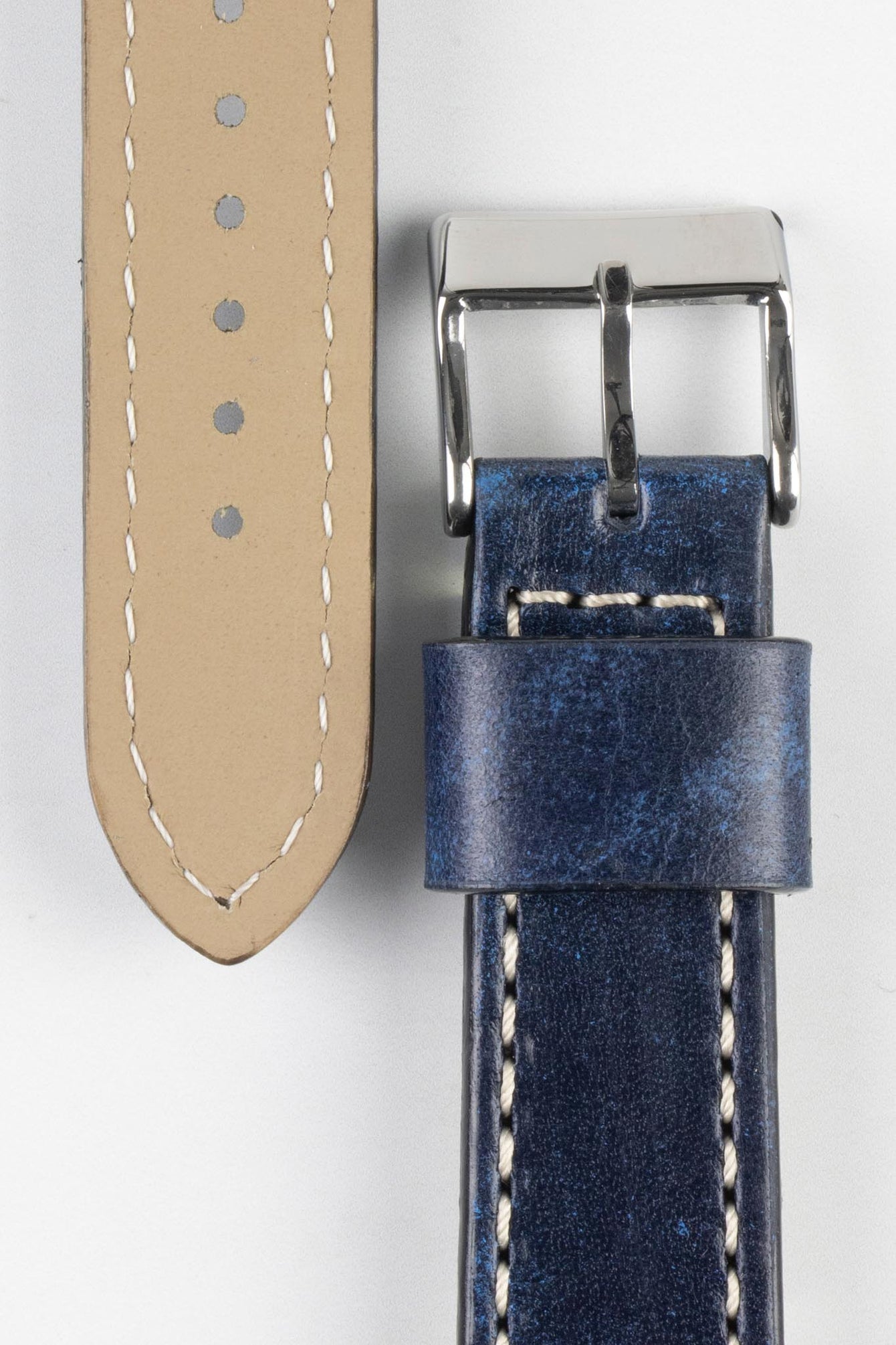 Pebro HISTORIC Hand-Finished Leather Watch Strap in BLUE