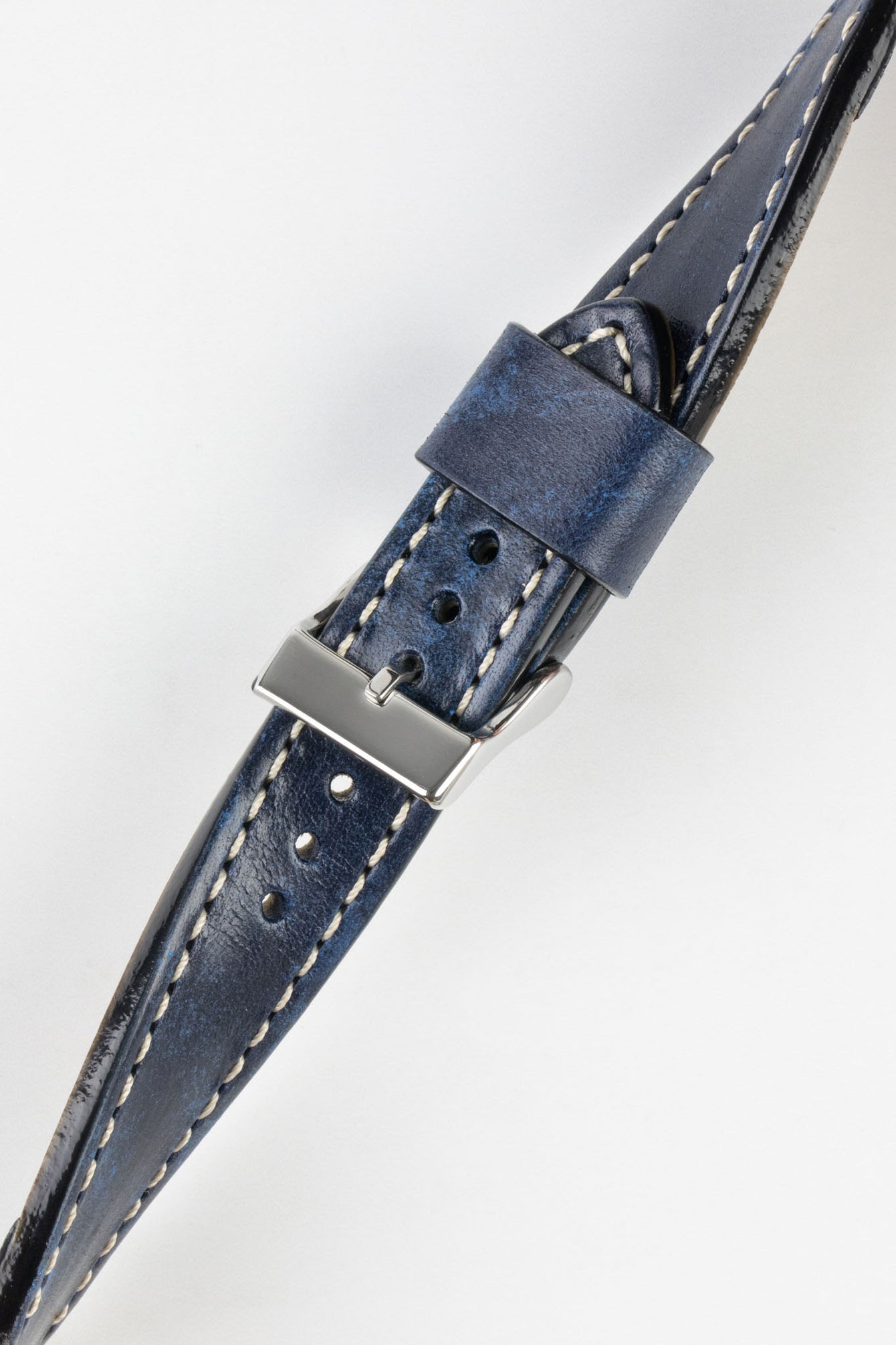 Pebro HISTORIC Hand-Finished Leather Watch Strap in BLUE