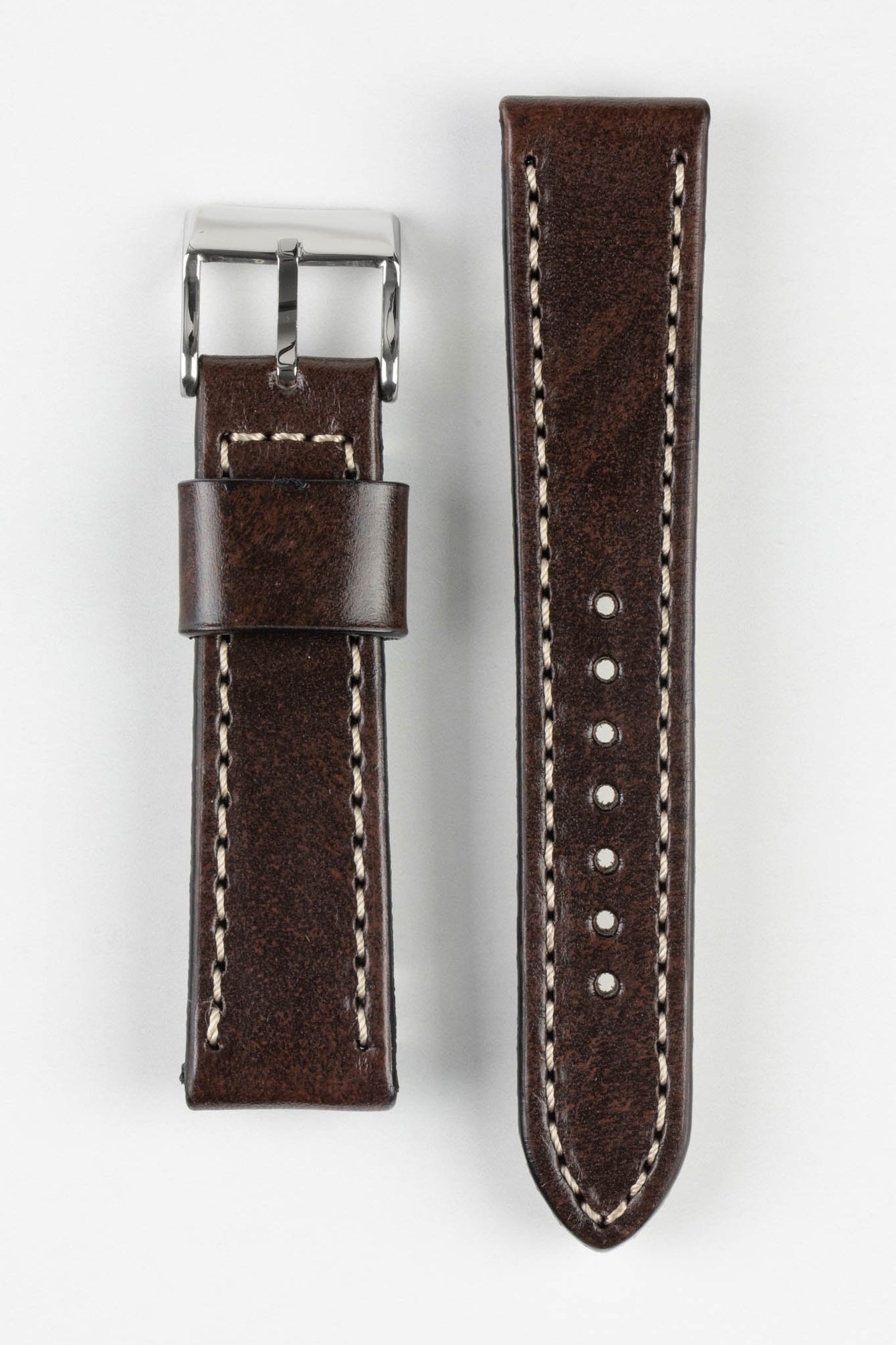 Pebro HISTORIC Hand-Finished Leather Watch Strap in DARK BROWN