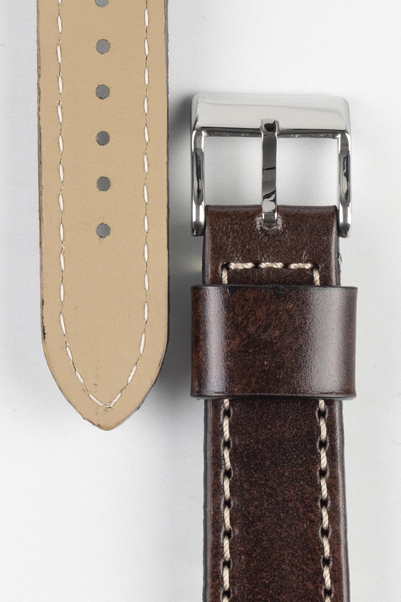 Pebro HISTORIC Hand-Finished Leather Watch Strap in DARK BROWN