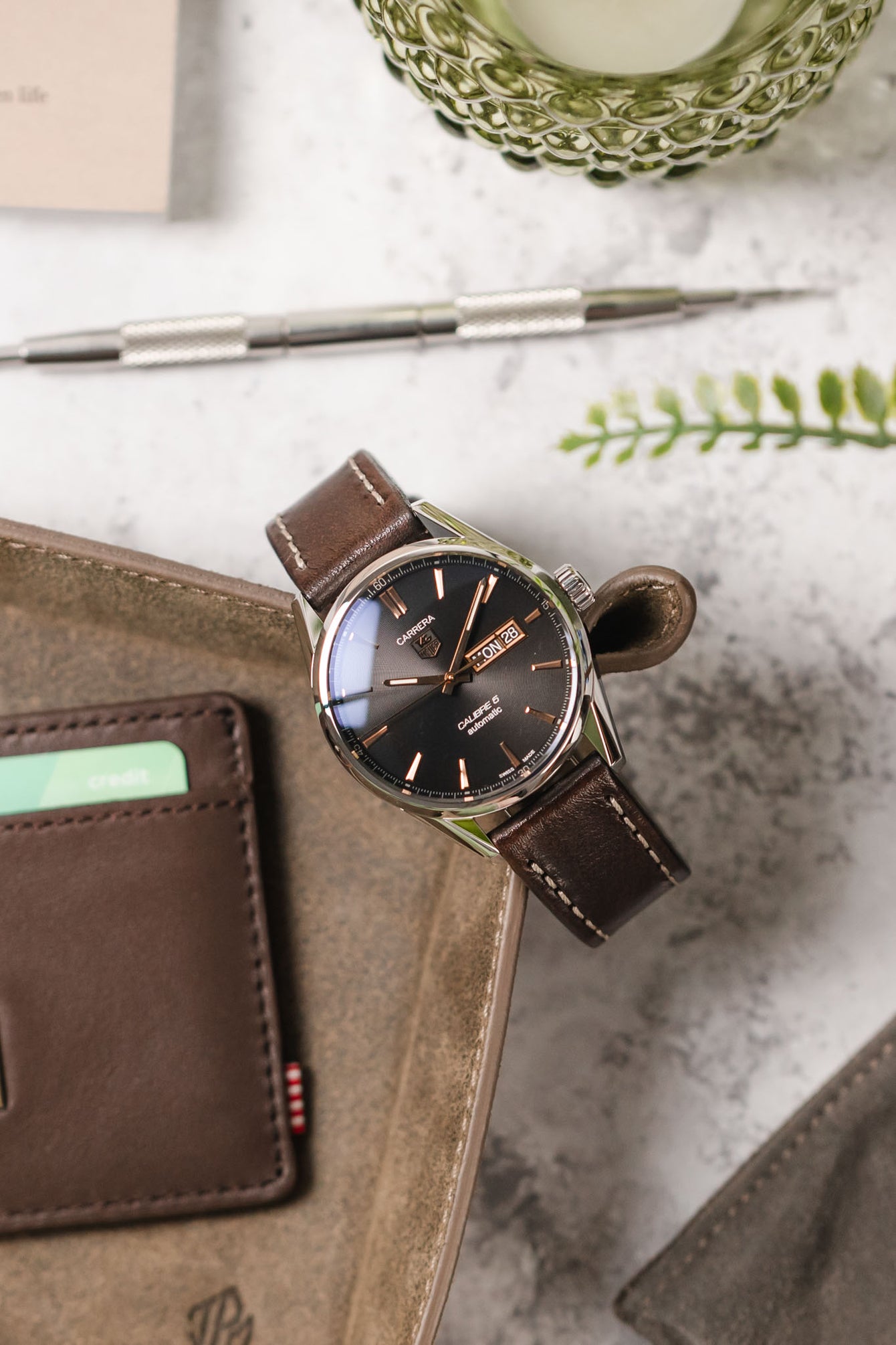 Pebro HISTORIC Hand-Finished Leather Watch Strap in DARK BROWN