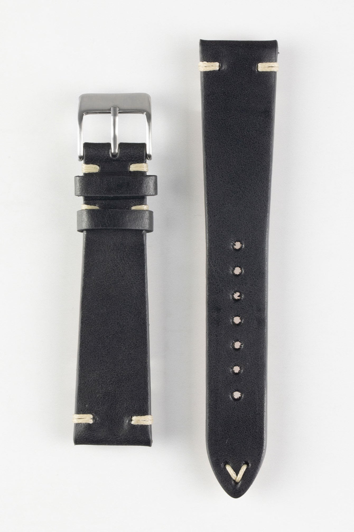 Pebro LEGACY Vintage Calfskin Leather Watch Strap in BLACK