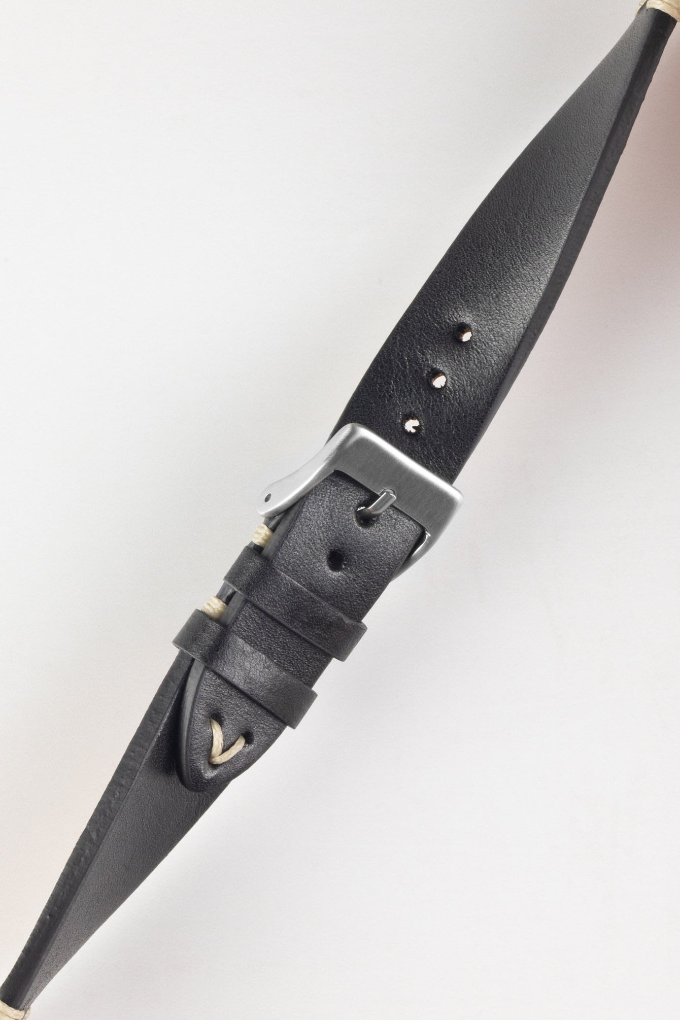 Pebro LEGACY Vintage Calfskin Leather Watch Strap in BLACK