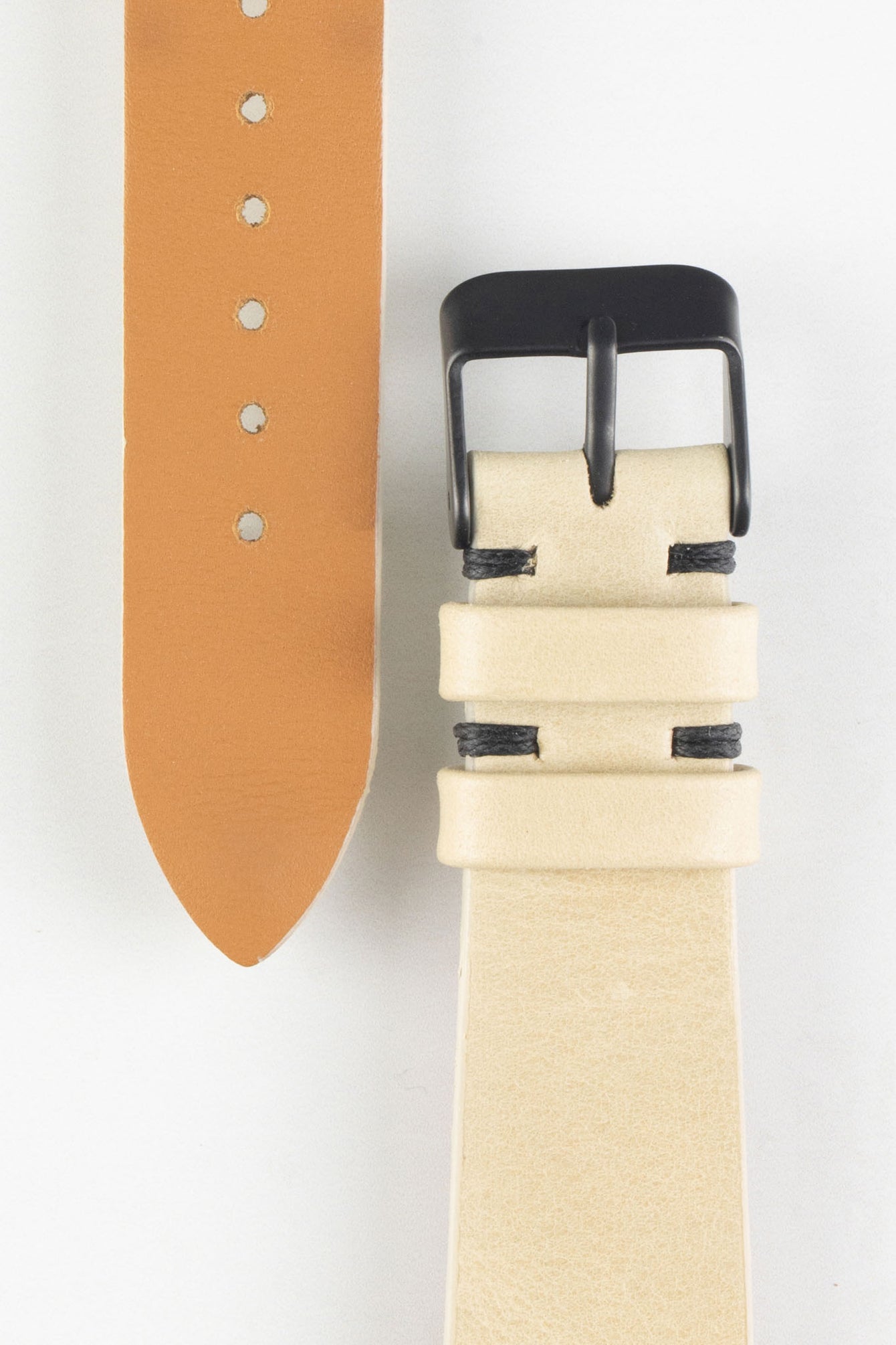 Pebro LEGACY Vintage Calfskin Leather Watch Strap in CREAM