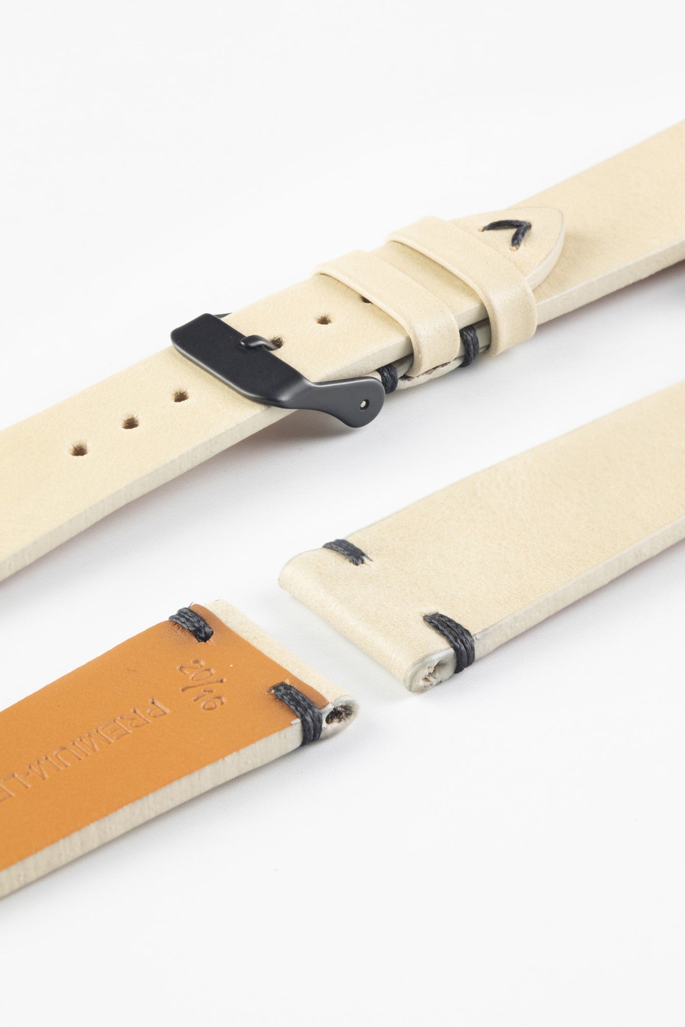 Pebro LEGACY Vintage Calfskin Leather Watch Strap in CREAM