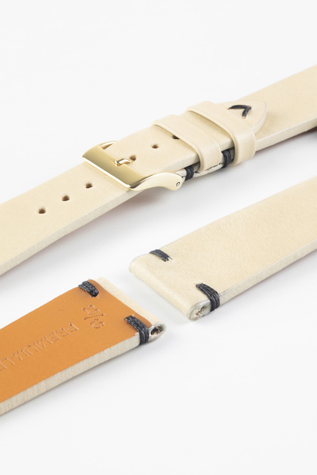 Pebro LEGACY Vintage Calfskin Leather Watch Strap in CREAM