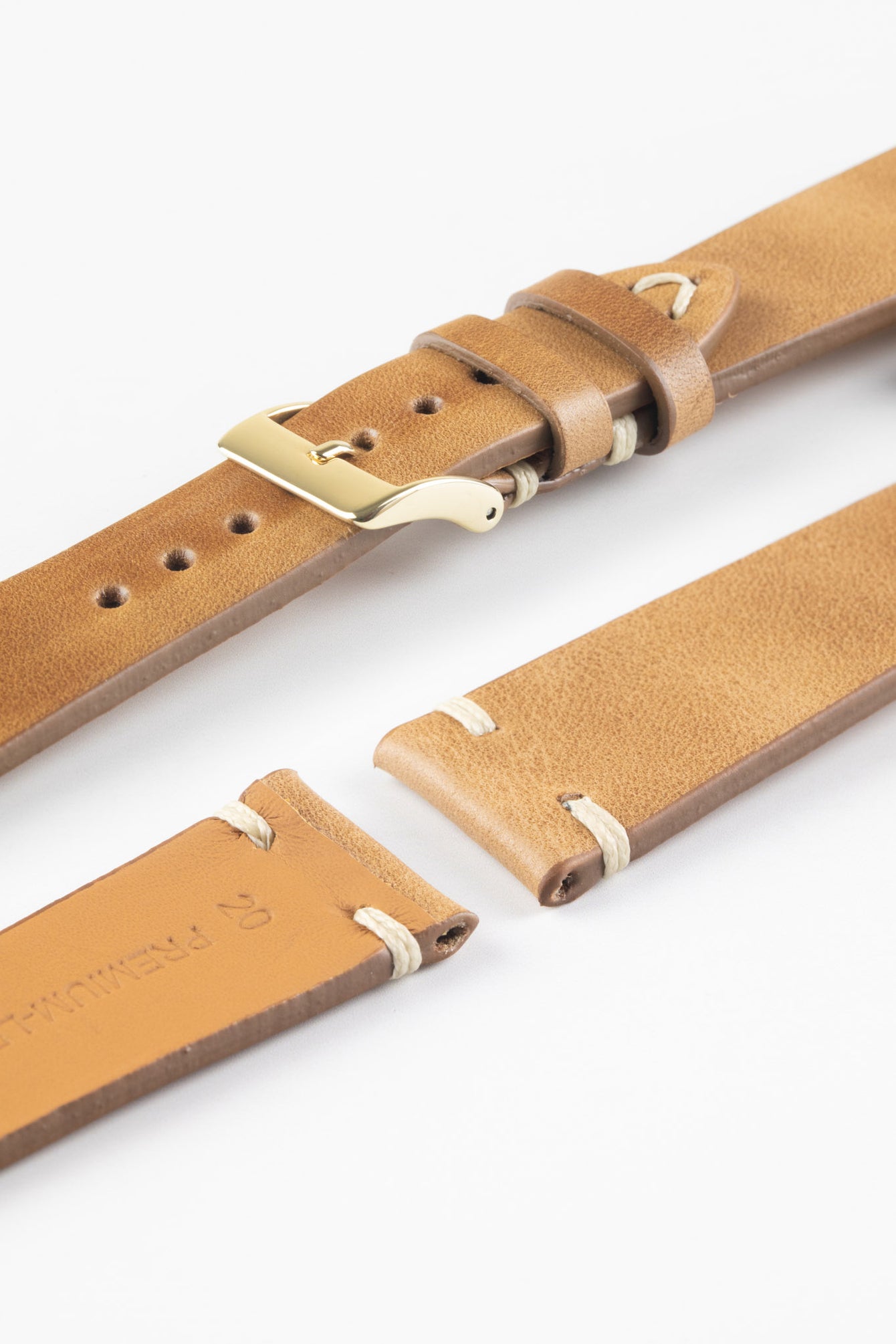 Pebro LEGACY Vintage Calfskin Leather Watch Strap in GOLD BROWN