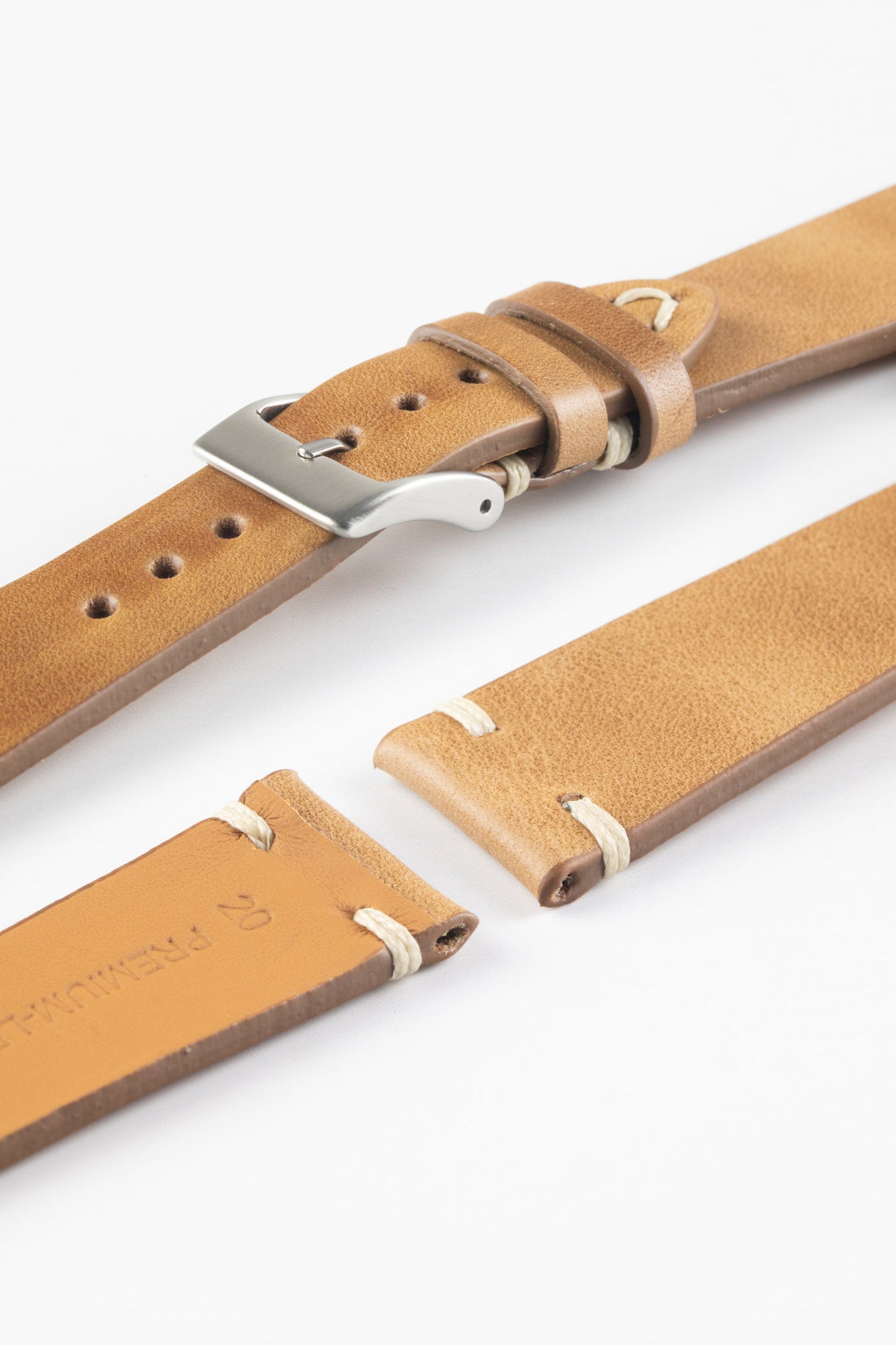 Pebro LEGACY Vintage Calfskin Leather Watch Strap in GOLD BROWN