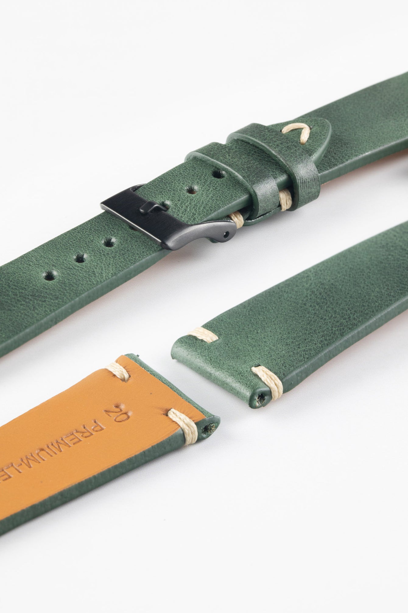 Pebro LEGACY Vintage Calfskin Leather Watch Strap in GREEN