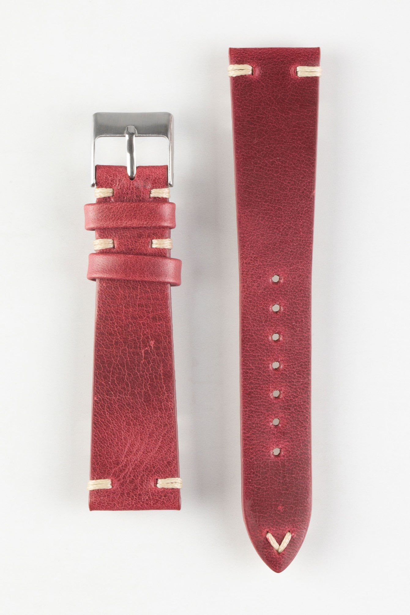 Pebro LEGACY Vintage Calfskin Leather Watch Strap in RED