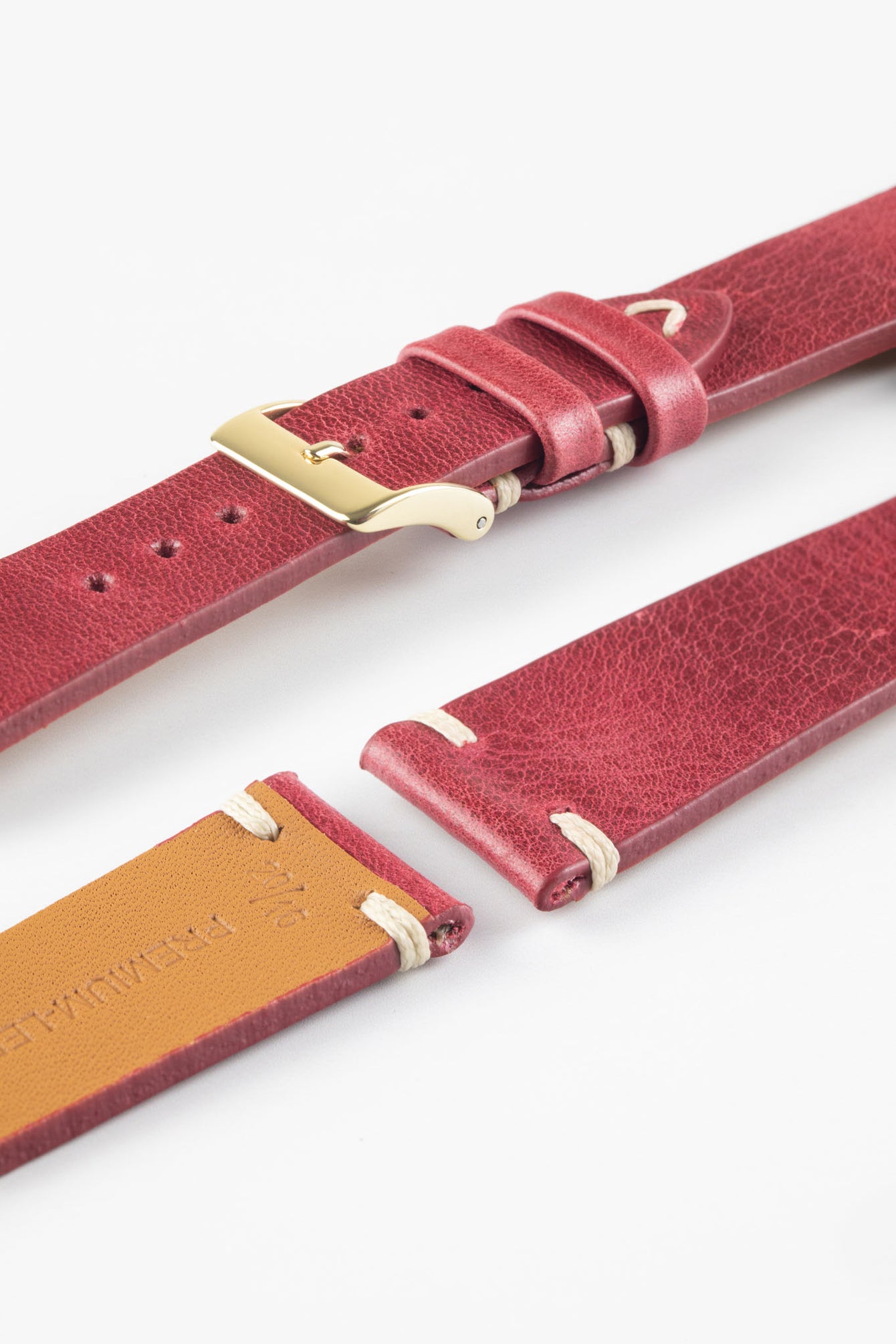 Pebro LEGACY Vintage Calfskin Leather Watch Strap in RED