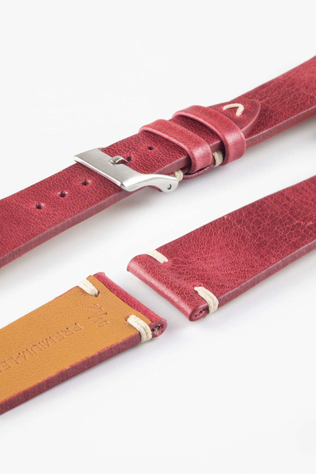 Pebro LEGACY Vintage Calfskin Leather Watch Strap in RED