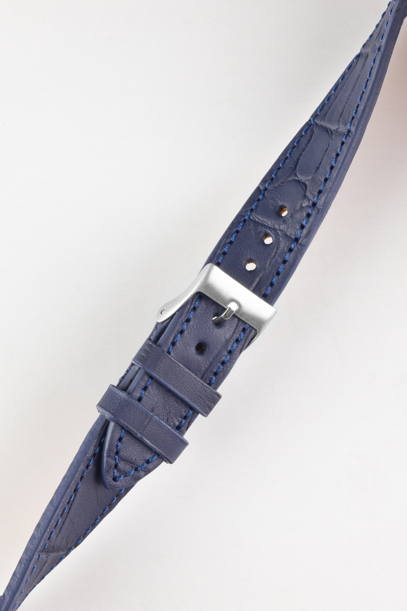 Pebro NILE Crocodile-Embossed Calfskin Leather Watch Strap in BLUE