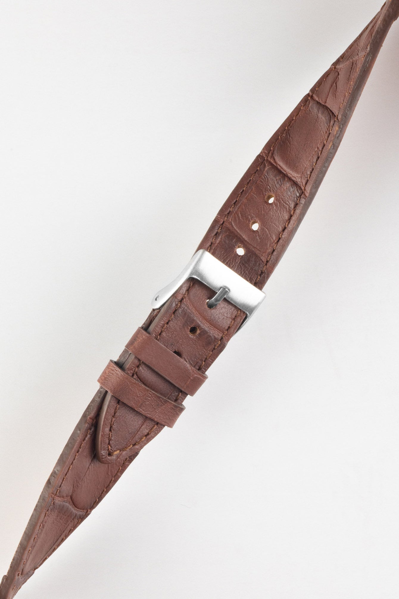 Pebro NILE Crocodile-Embossed Calfskin Leather Watch Strap in GOLD BROWN